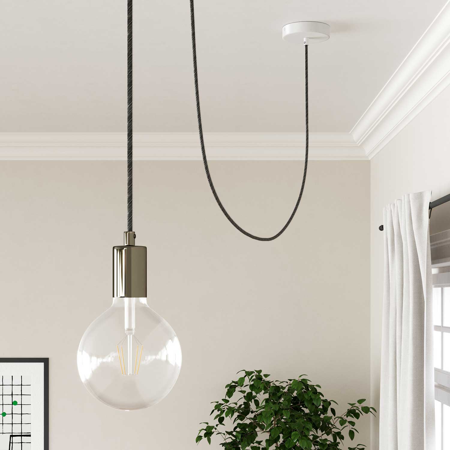 Cavo elettrico in cotone Nero Mélange Vertigo - L'Originale Creative Cables, la scelta migliore per lamapade moderne - ERC37