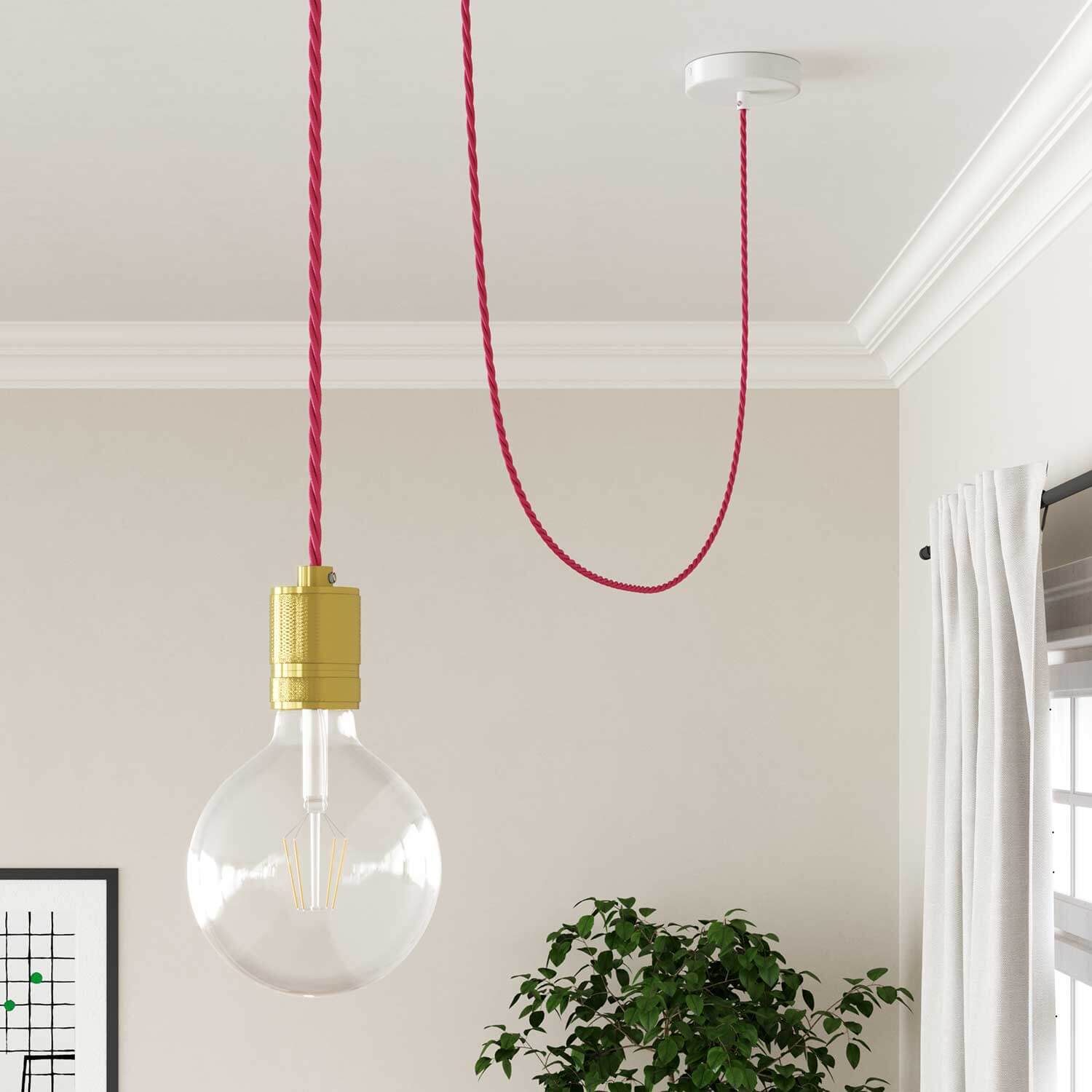 Cavo elettrico in tessuto trecciato Rosa Fucsia - L'Originale Creative Cables, per creare le tue lampade - TM08