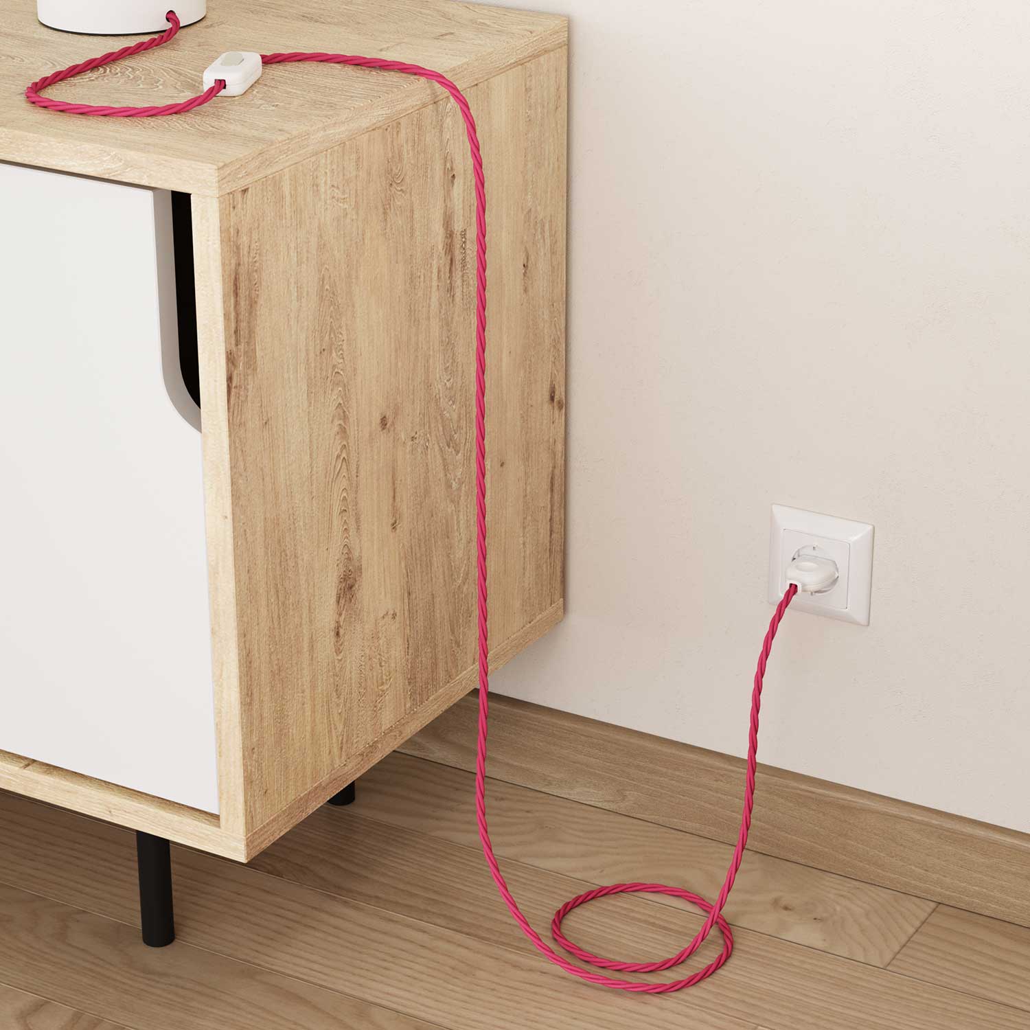 Cavo elettrico in tessuto trecciato Rosa Fucsia - L'Originale Creative Cables, per creare le tue lampade - TM08