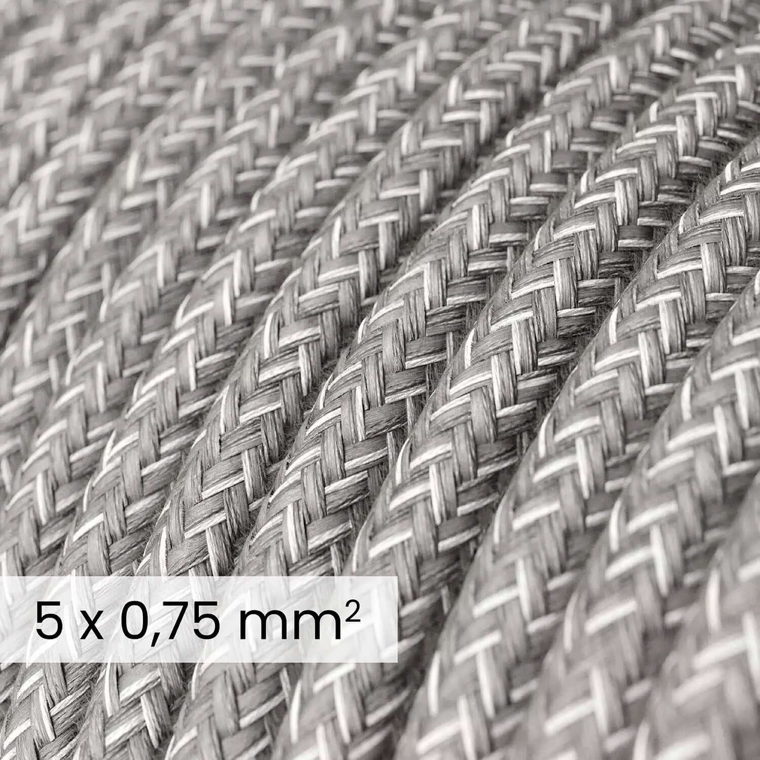 Cavo elettrico tessile DALI 5x0.75 mm² lino grigio melange - Cavo decorativo per impianti luce RN02