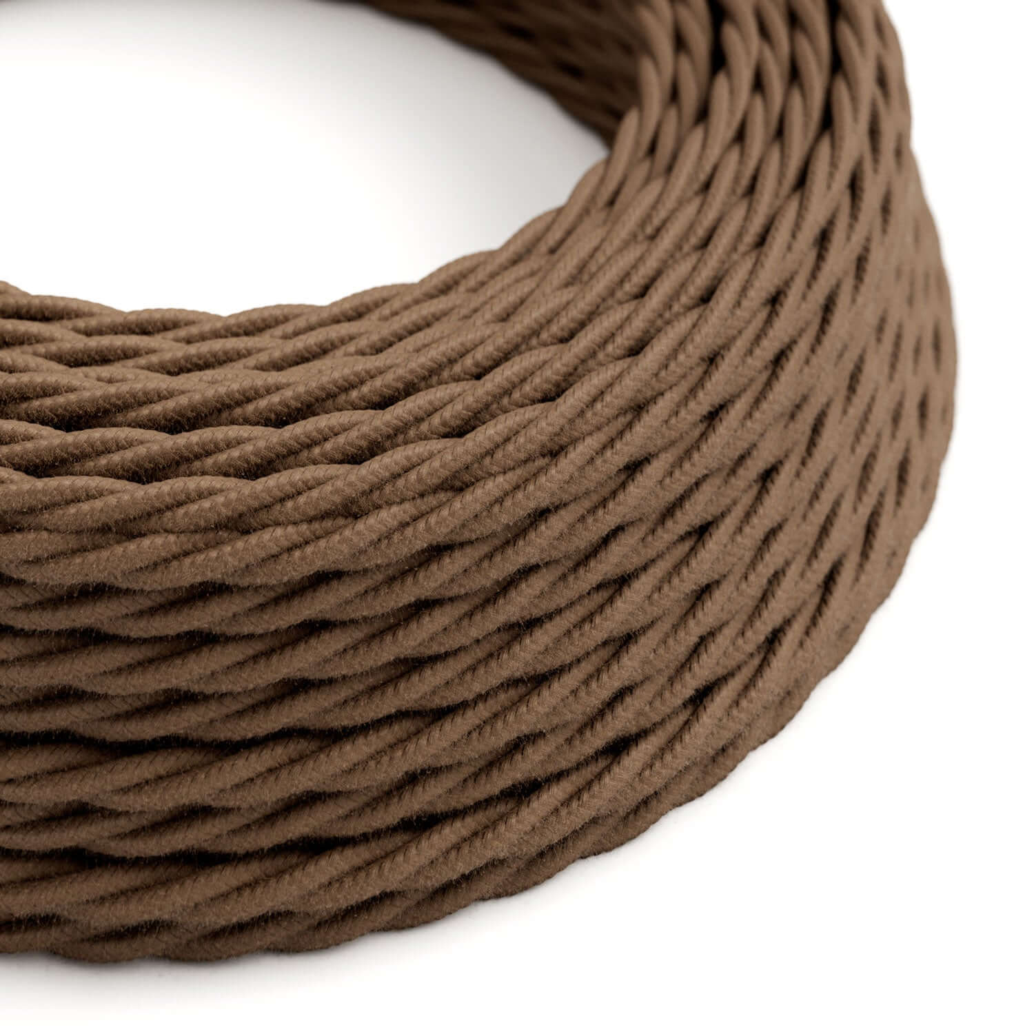 Cavo elettrico trecciato in cotone Marrone Espresso - L'Originale Creative Cables, per valorizzare i tuoi lampadari - TC13