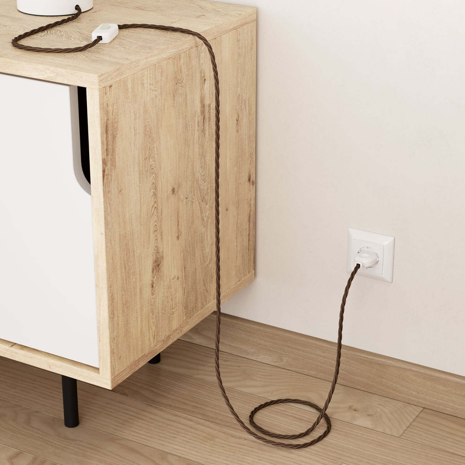 Cavo elettrico trecciato in cotone Marrone Espresso - L'Originale Creative Cables, per valorizzare i tuoi lampadari - TC13