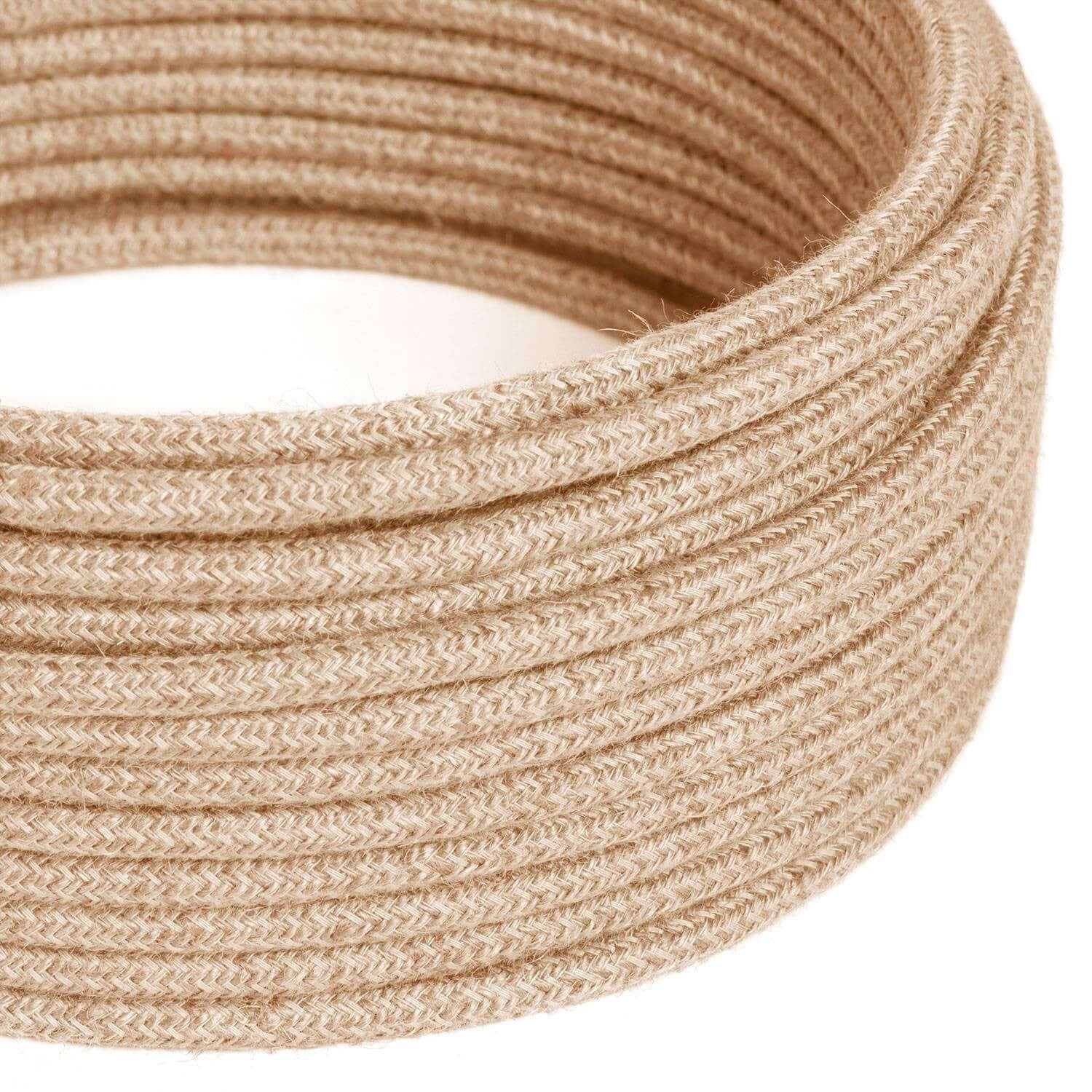 Cavo elettrico Ultra Soft in silicone rivestito in juta Neutro - RN06 rotondo 2x0,75 mm
