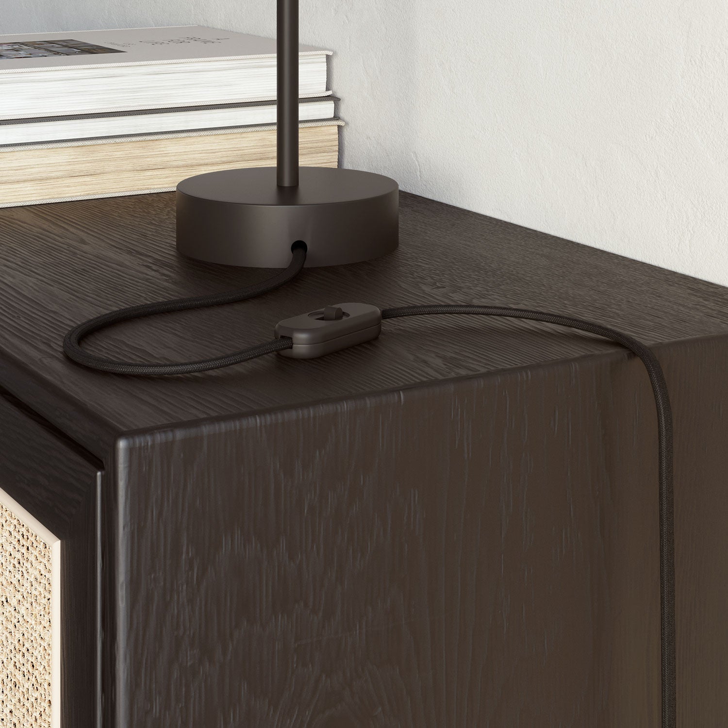 Cavo tessile piatto Nero Carbone lucido - PM04