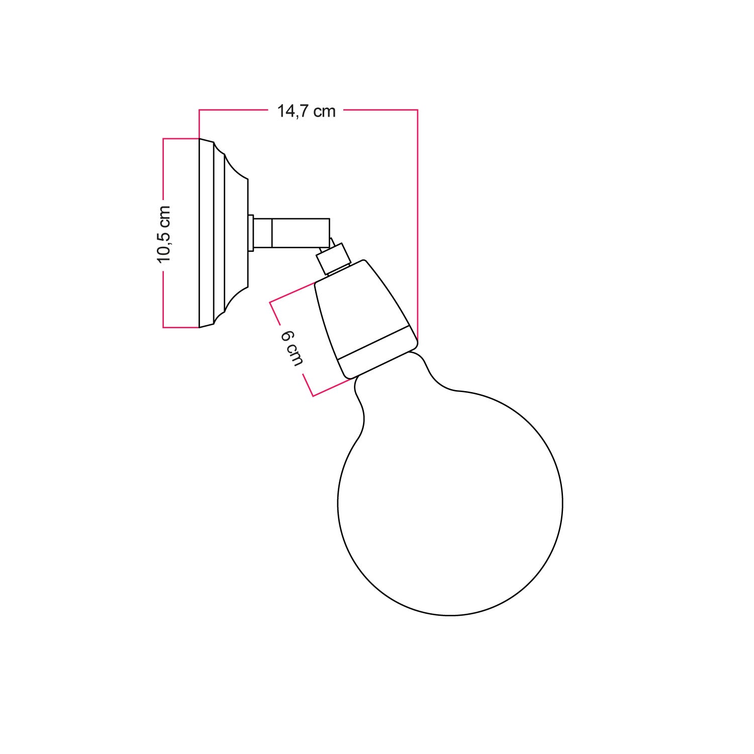 Fermaluce 90° Color, il punto luce orientabile in porcellana da parete o soffitto - Nero
