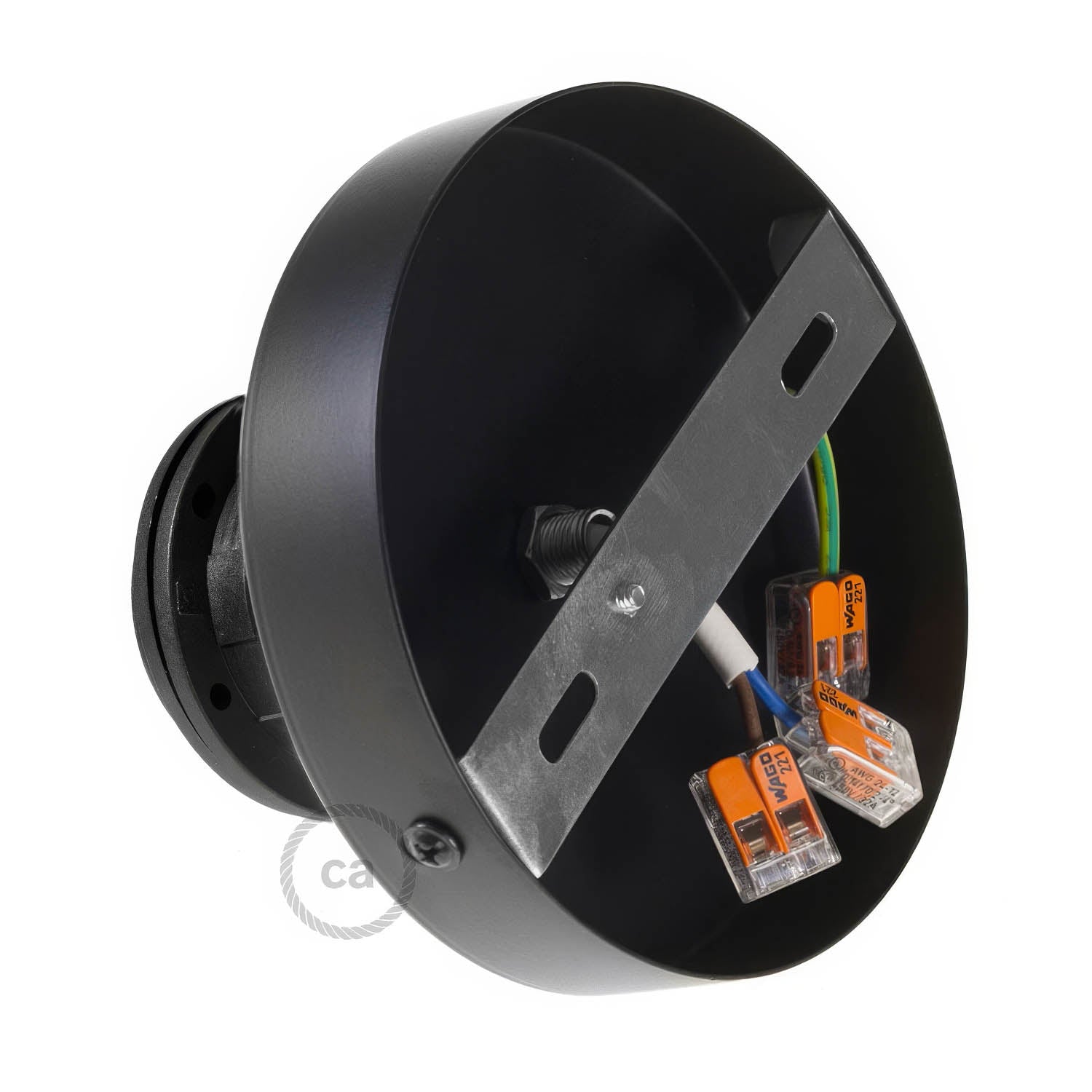 Fermaluce Metal con portalampada filettato E27, punto luce in metallo - Nero