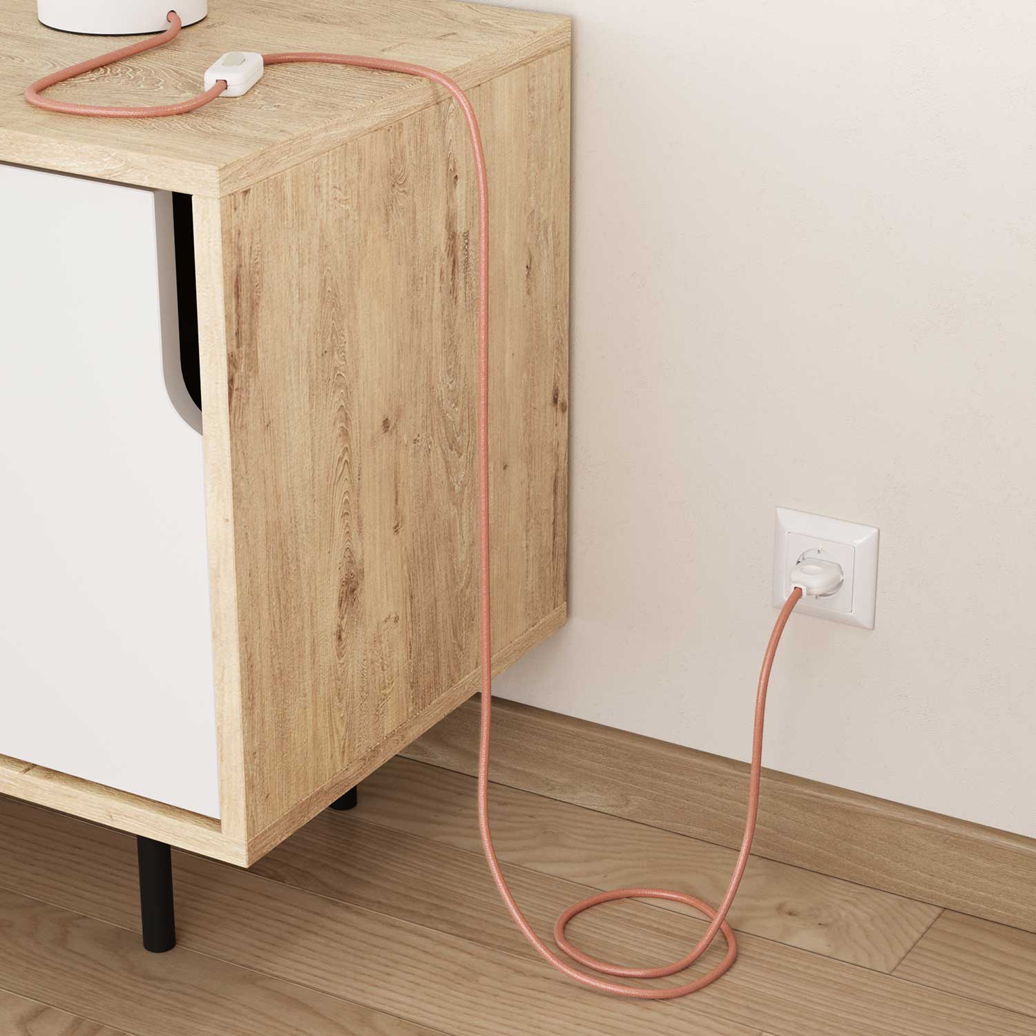Filo elettrico ricoperto in cotone Rosa Salmone - L'Originale Creative Cables, perfetto per decorazioni luminose uniche - RX13