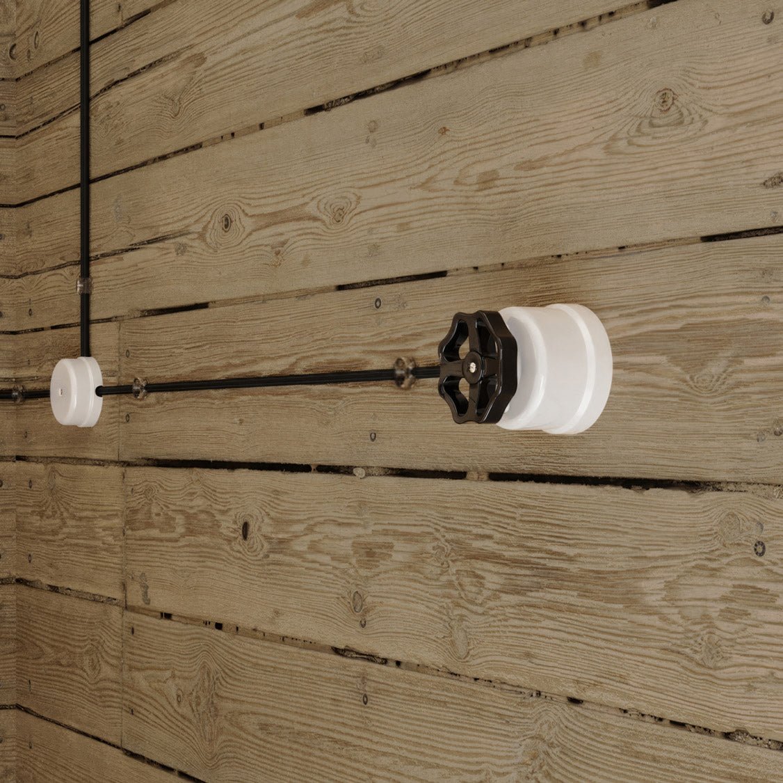 Interruttore/Deviatore in porcellana bianco con manopola Nero