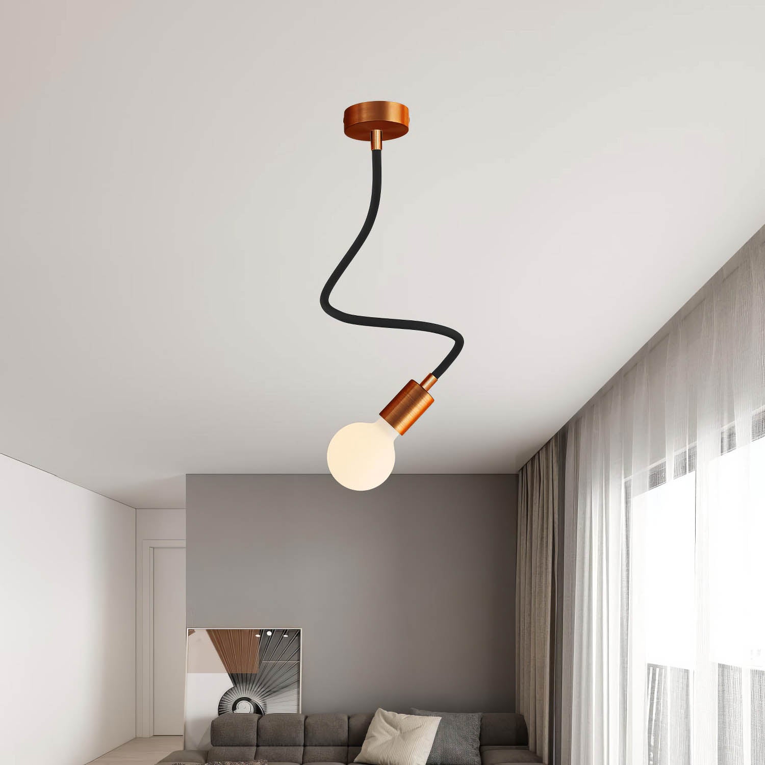 Kit Creative Flex tubo flessibile di estensione rivestito in tessuto RM04 Nero con terminali metallici Rame satinato 60 cm