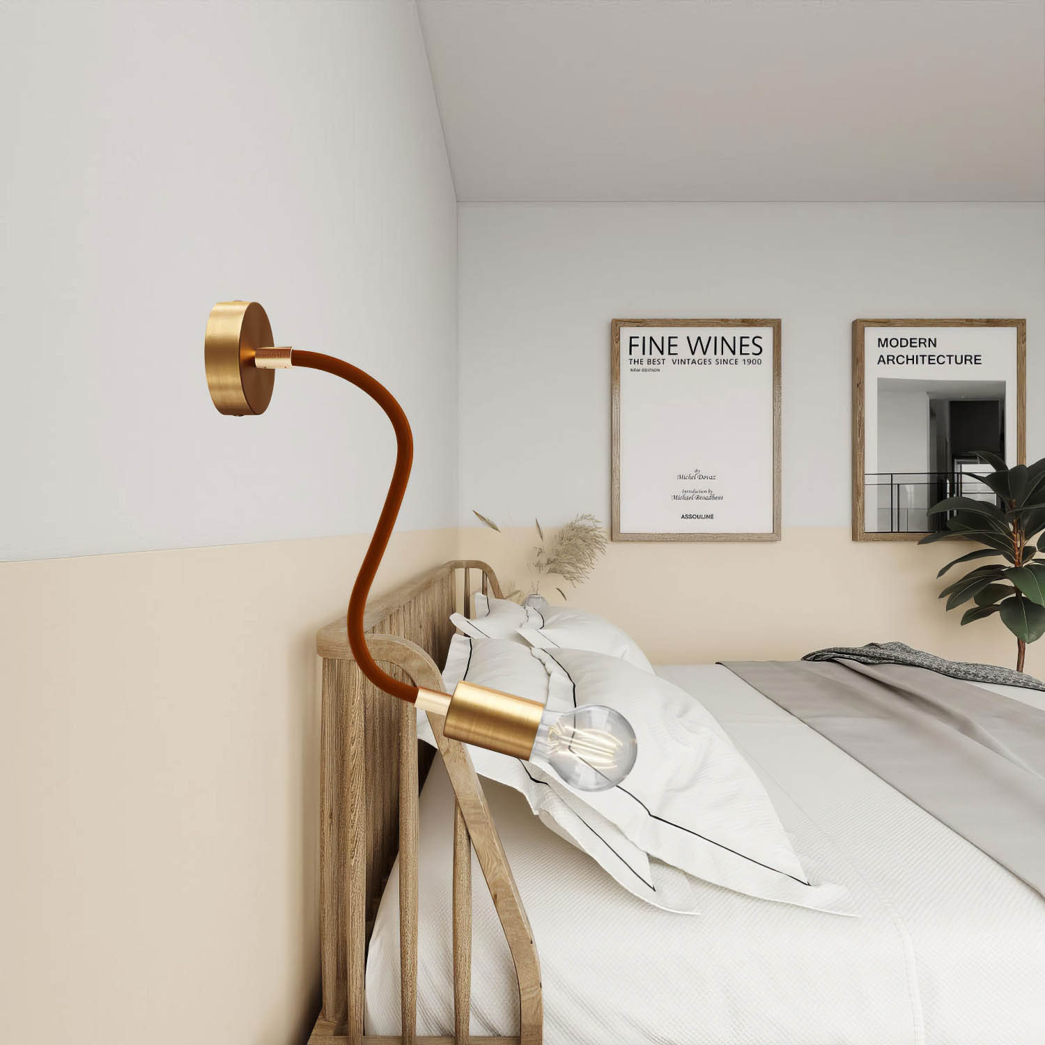 Kit Creative Flex tubo flessibile di estensione rivestito in tessuto RM13 Marrone con terminali metallici Bronzo satinato 30 cm