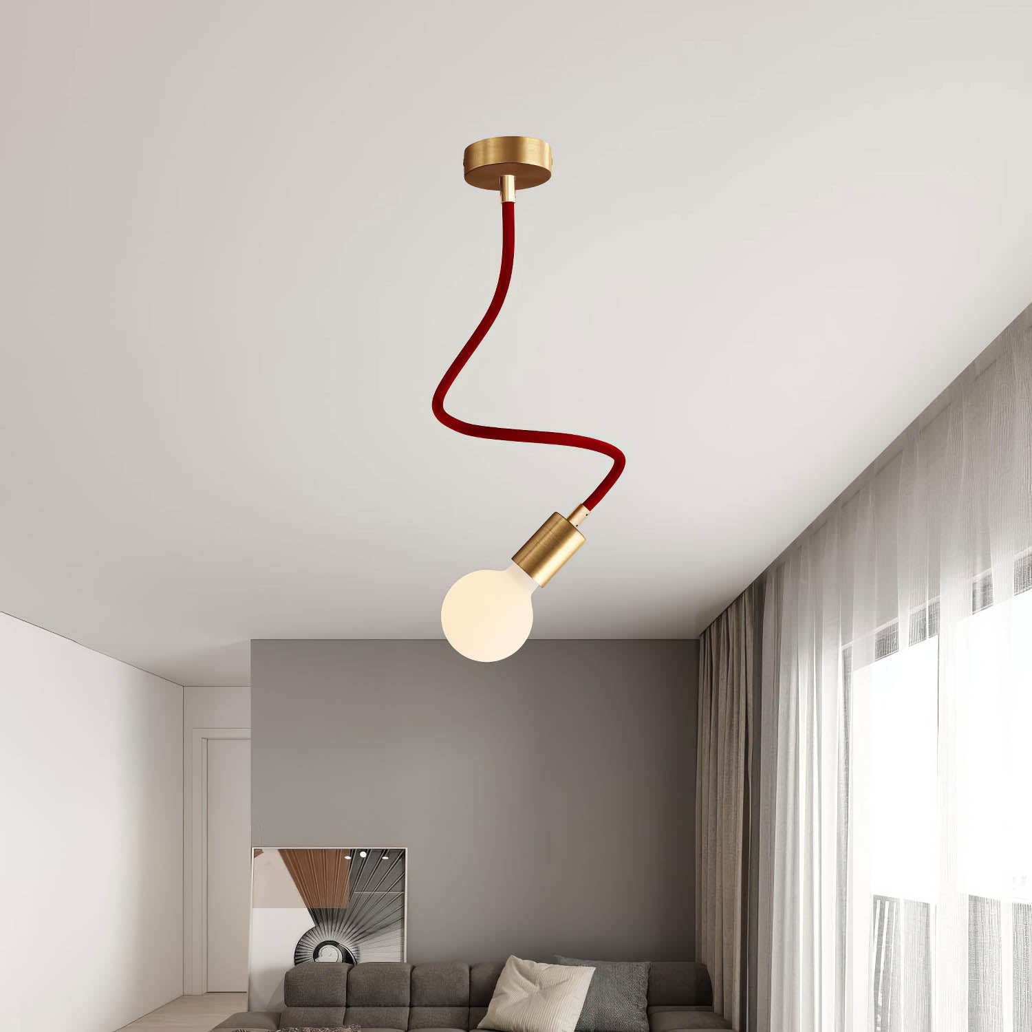 Kit Creative Flex tubo flessibile di estensione rivestito in tessuto RM19 Bordeaux con terminali metallici Bronzo satinato 60 cm