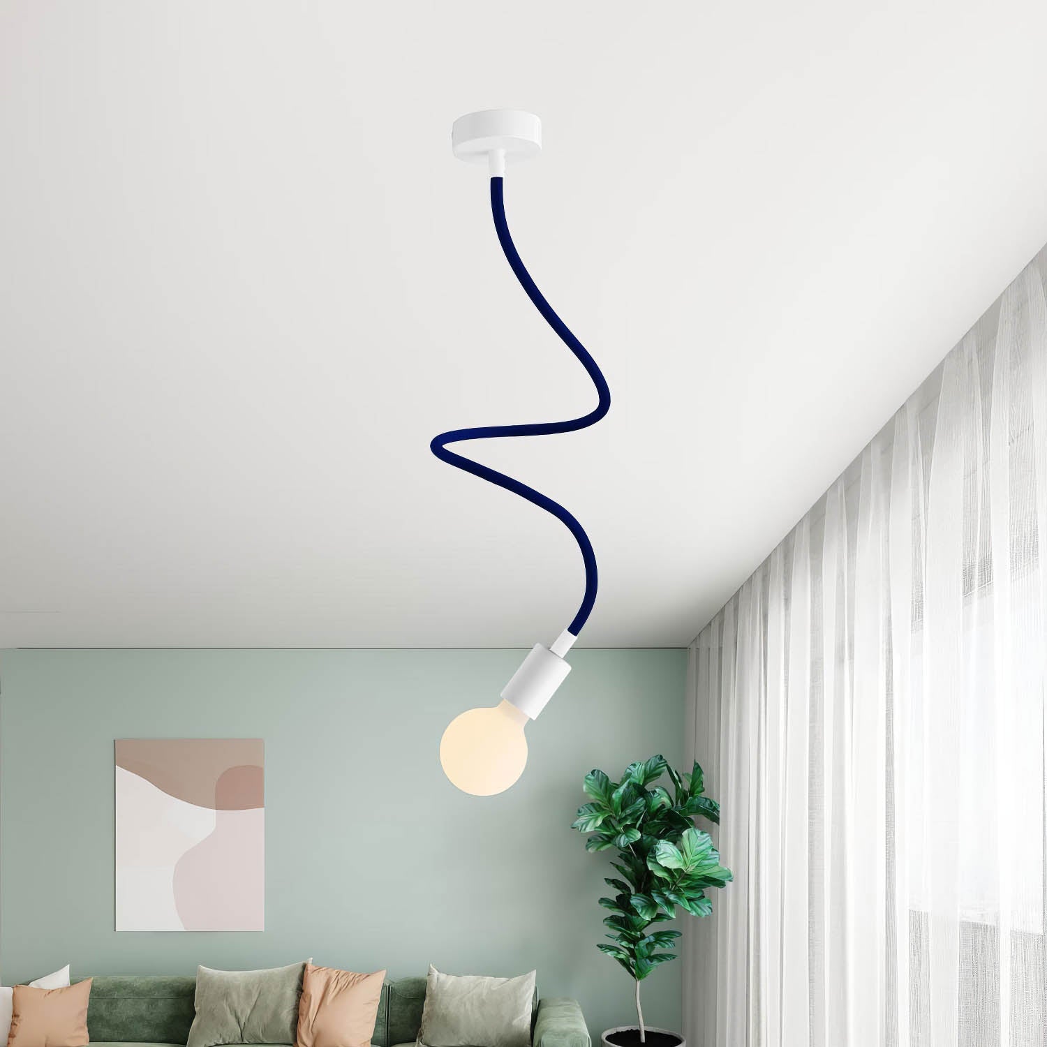 Kit Creative Flex tubo flessibile di estensione rivestito in tessuto RM20 Blu scuro con terminali metallici Bianco opaco 90 cm