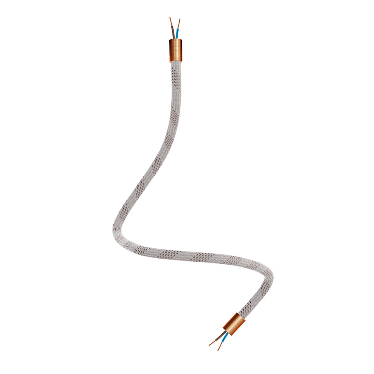 Kit Creative Flex tubo flessibile di estensione rivestito in tessuto RM72 Mèlange chiaro con terminali metallici Rame satinato 60 cm