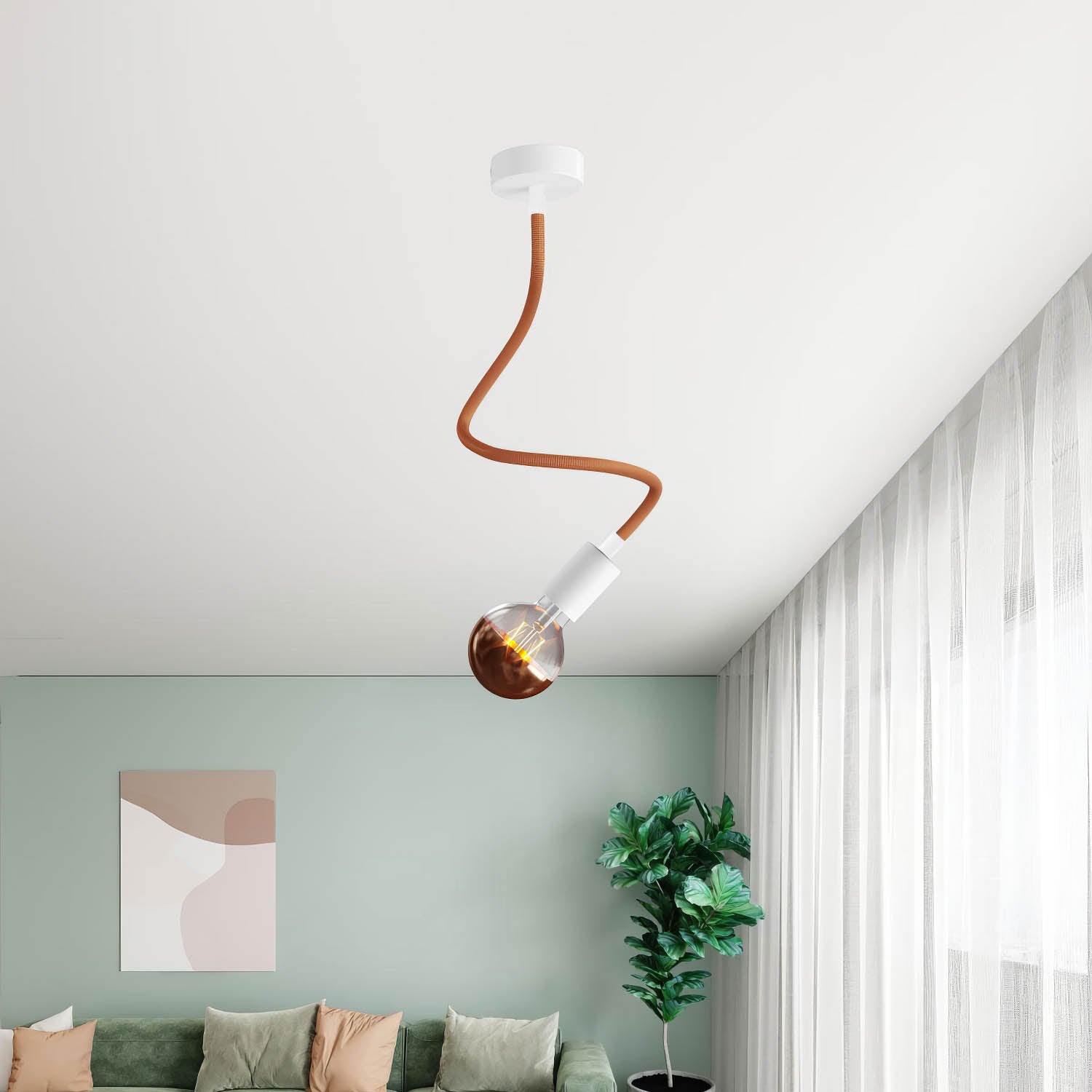 Kit Creative Flex tubo flessibile di estensione rivestito in tessuto RM74 Rame con terminali metallici Bianco opaco 60 cm