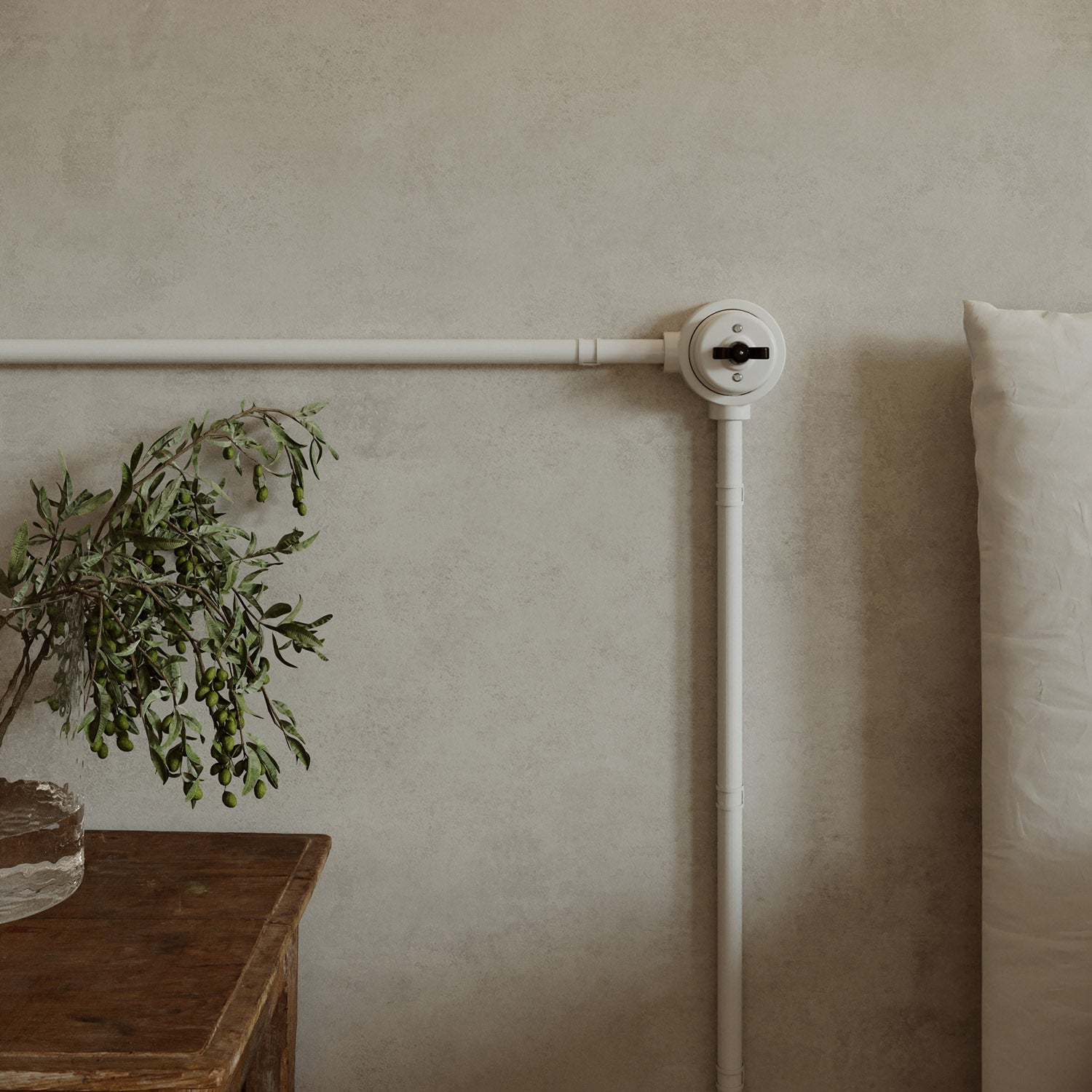 Kit interruttore/deviatore con dado a farfalla e base per Creative-Tubes in porcellana bianca Nero 2