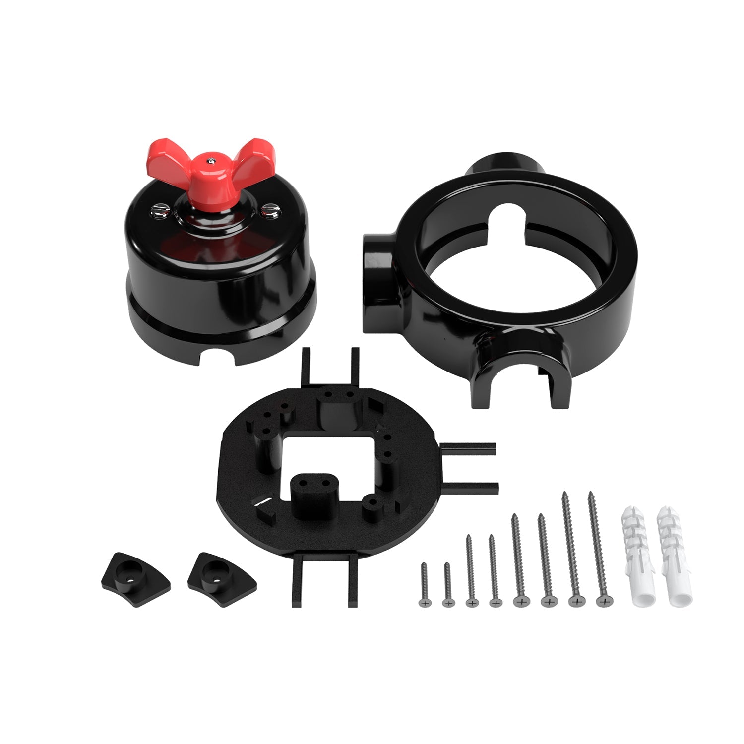 Kit interruttore/deviatore con dado a farfalla e base per Creative-Tubes in porcellana nera Rosso 3