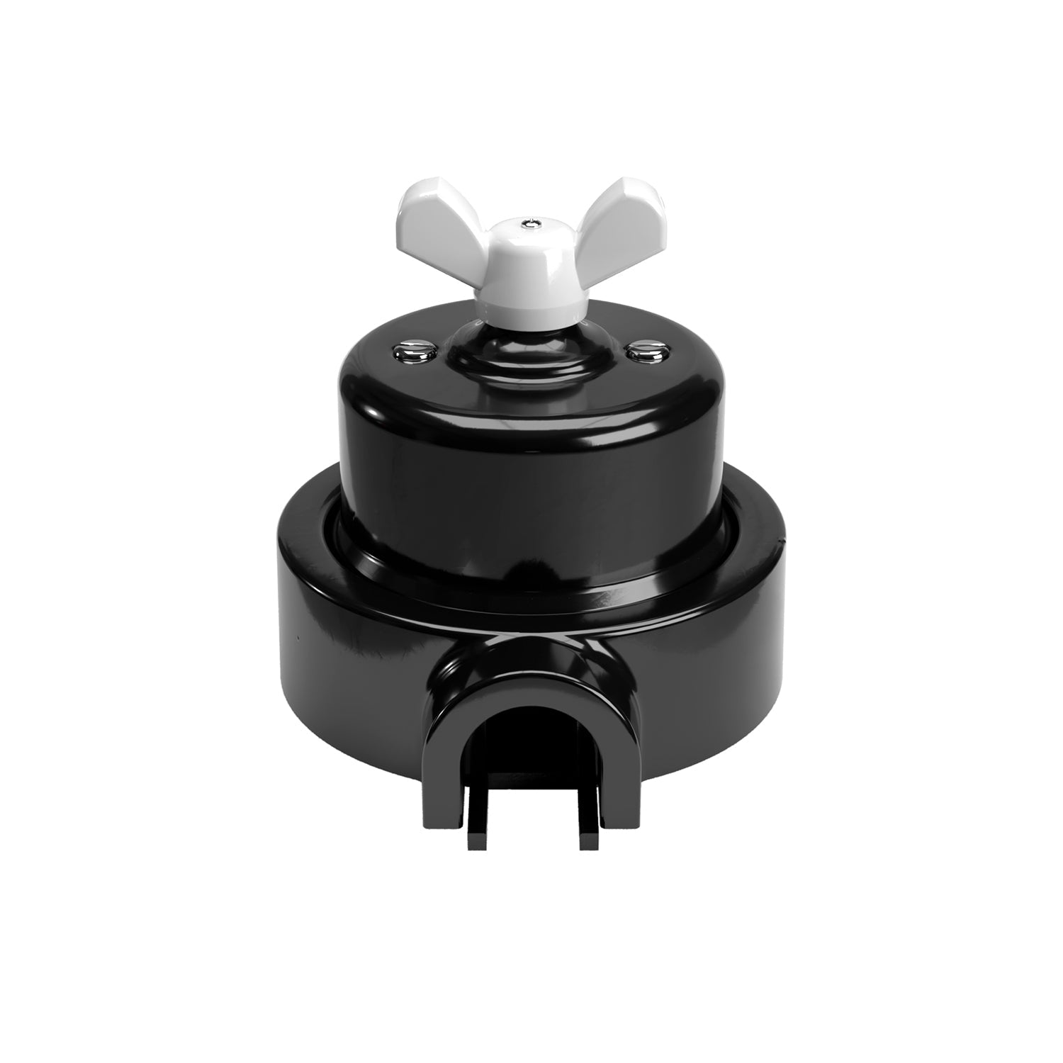Kit interruttore/deviatore con dado a farfalla e base per Creative-Tubes in porcellana nera Bianco 1