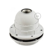 Kit portalampada E27 in bakelite con doppia ghiera per paralume - Bianco