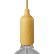 Kit portalampada E27 in silicone con interruttore e serracavo nascosti - Mostarda