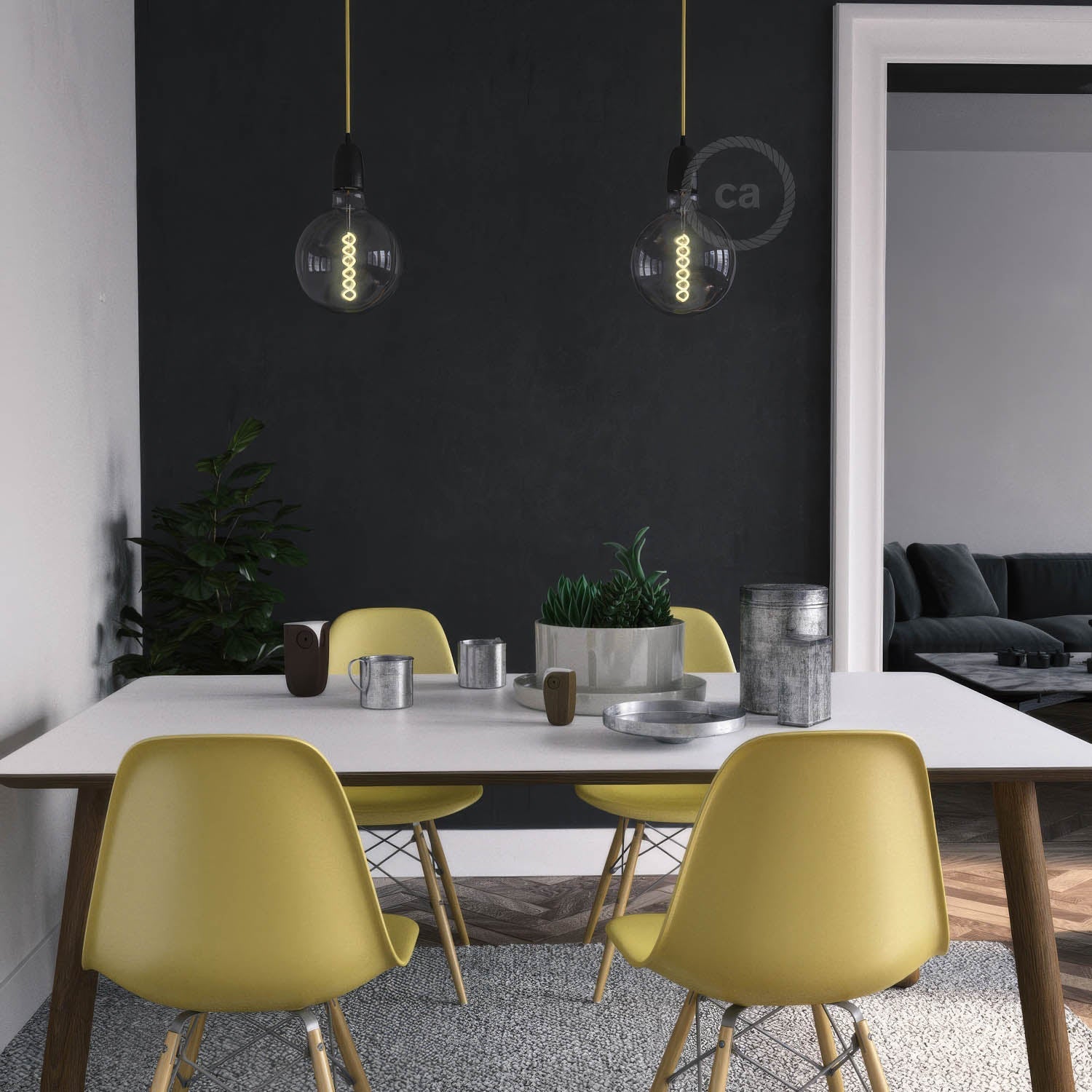 Kit portalampada E40 in porcellana - Nero