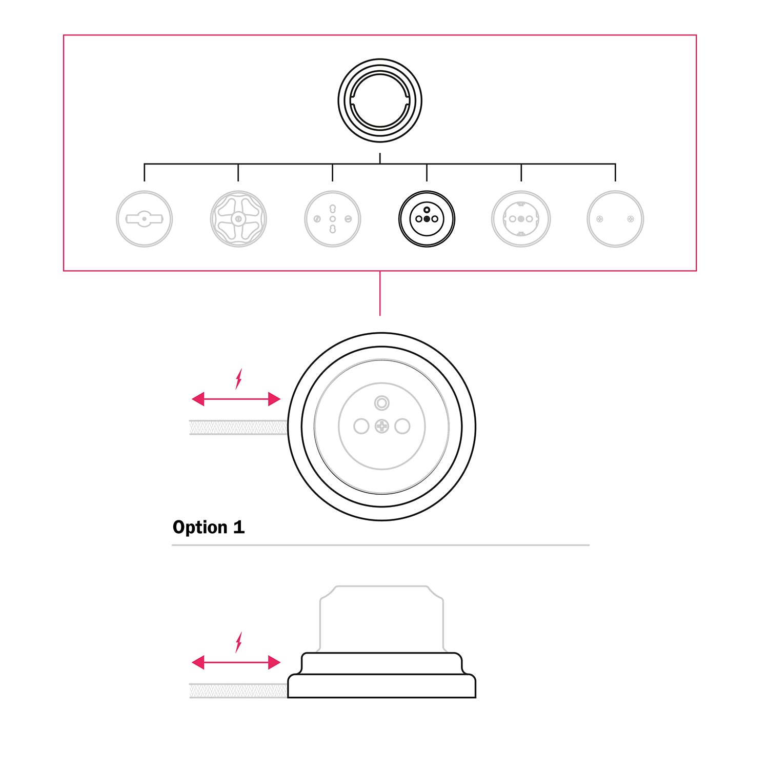 Kit presa a muro di tipo francese e base in porcellana - Bianco