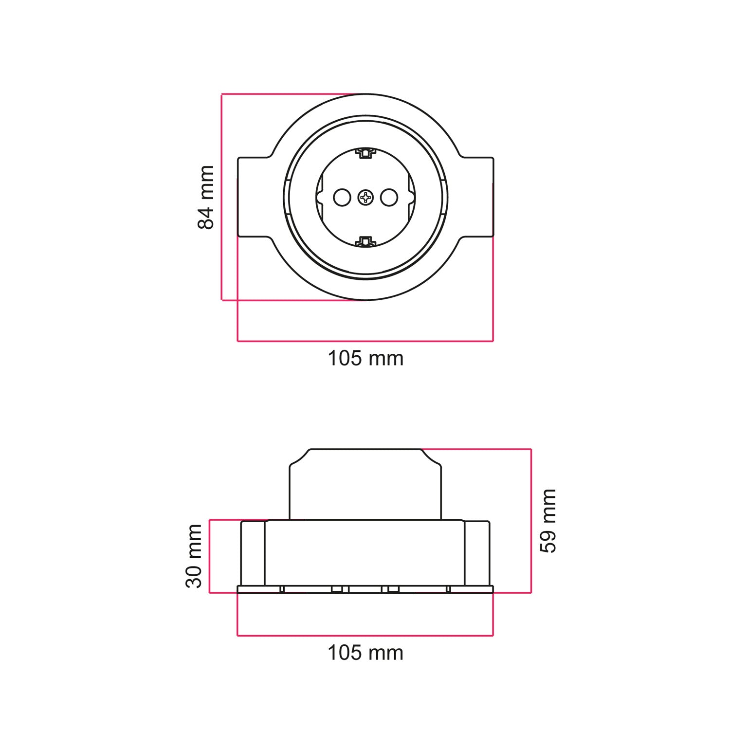 Kit presa Schuko da parete e base per Creative-Tubes in porcellana - Bianco 2 in linea