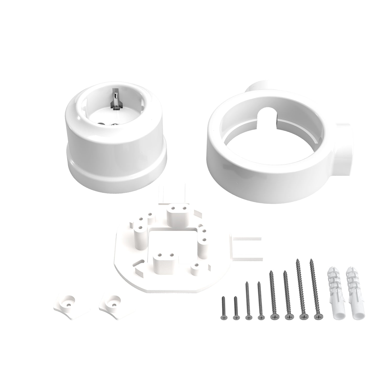 Kit presa Schuko da parete e base per Creative-Tubes in porcellana - Bianco 2