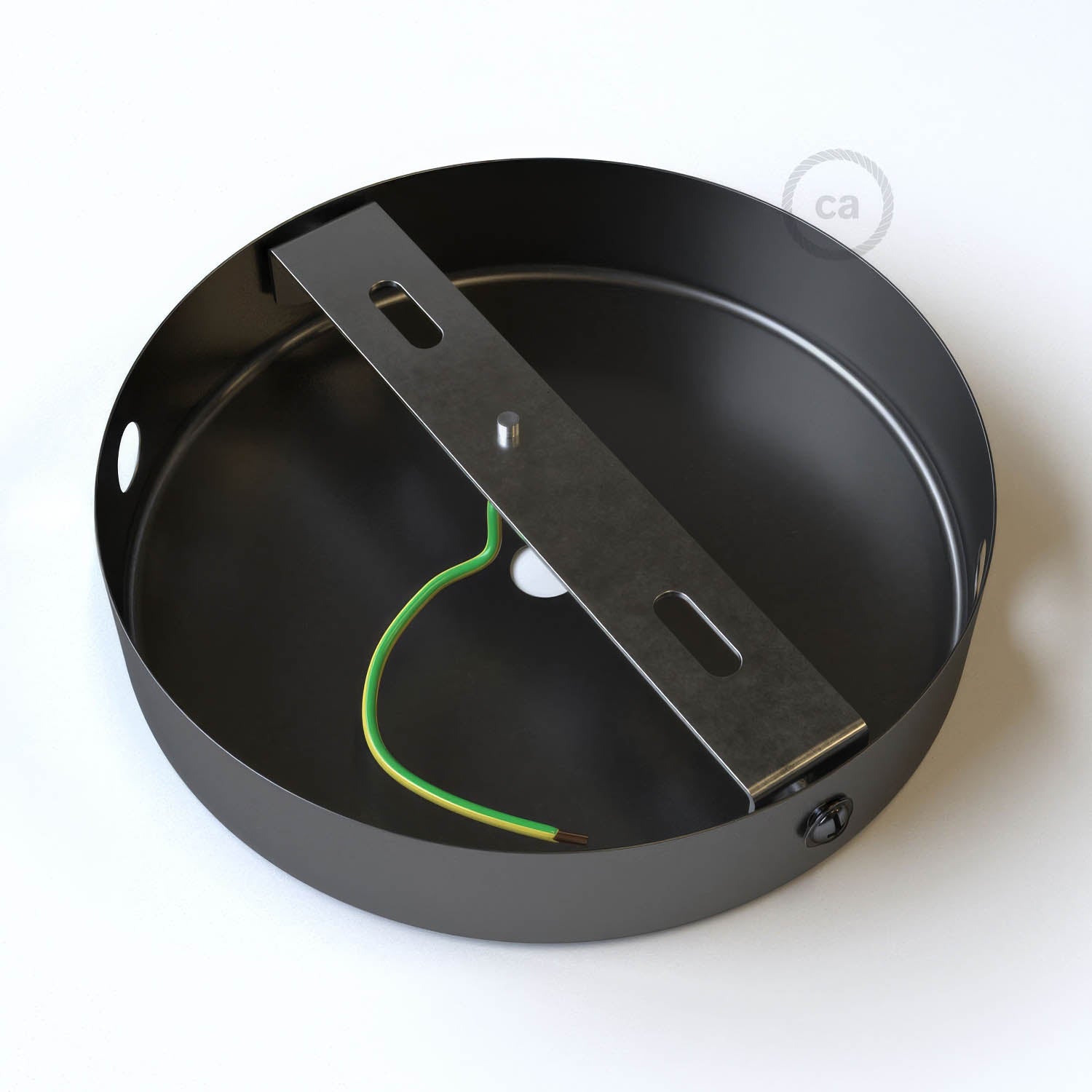 Kit rosone cilindrico in metallo a 1 foro centrale e 2 fori laterali - Nero perla Conico