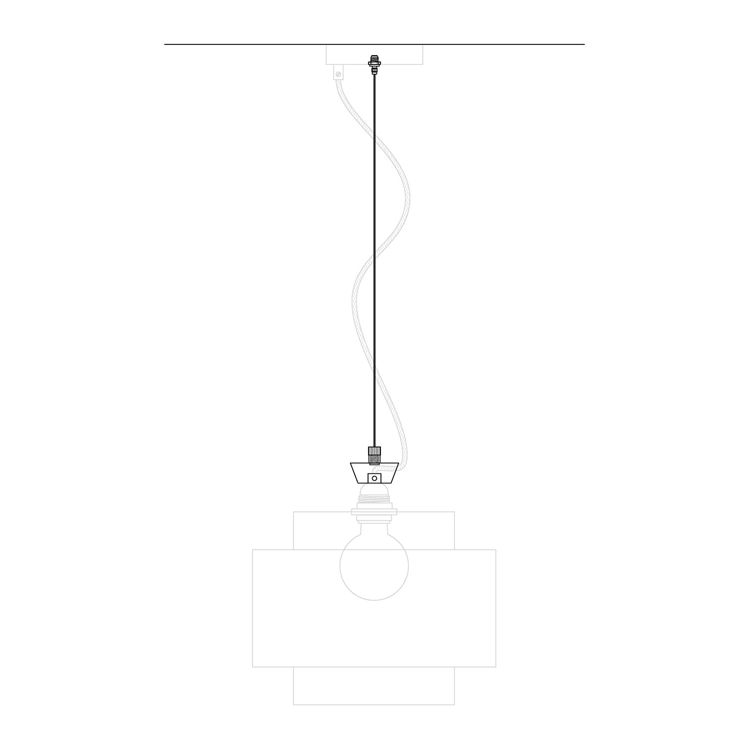 Kit sospensione professionale con tenditore per rosone, cavo in acciaio 3 m e bilanciatore millimetrico