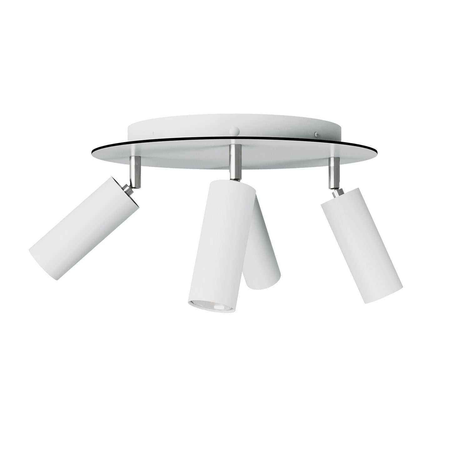 Lampada a 4 faretti con paralume Tub-E14 e Rose-One XXL rotondo - Bianco opaco