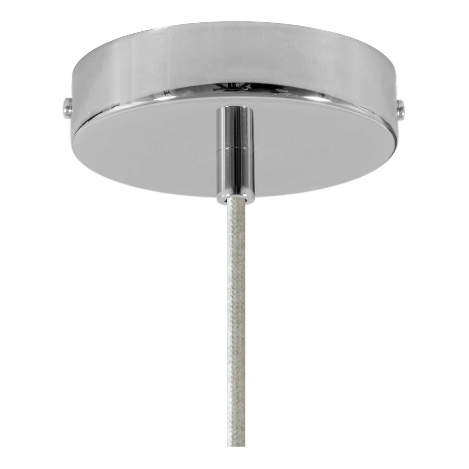 Lampada a sospensione completa di cavo tessile, paralume Broadway e finiture in metallo - Bianco