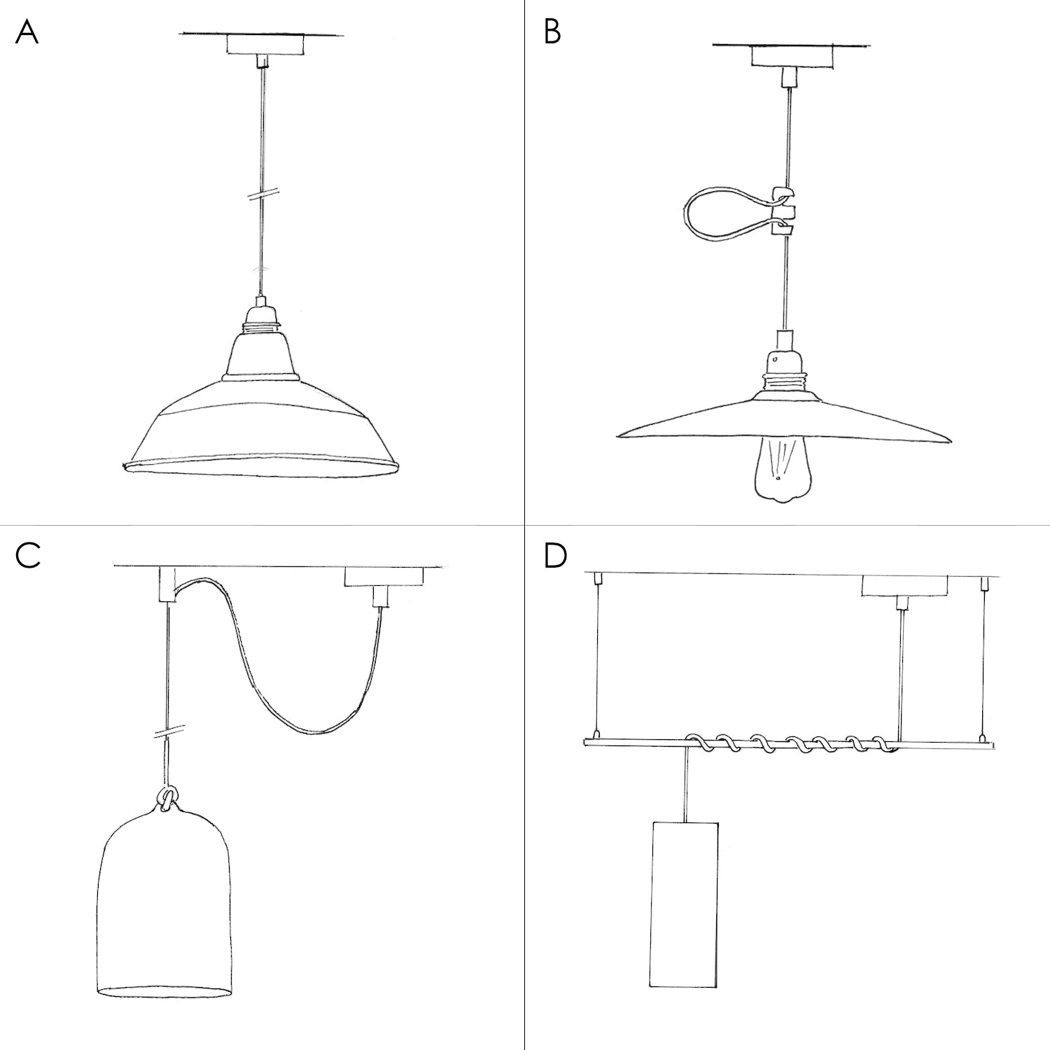 Lampada a sospensione completa di cavo tessile, paralume Duedì Apex e finiture in metallo - Bianco