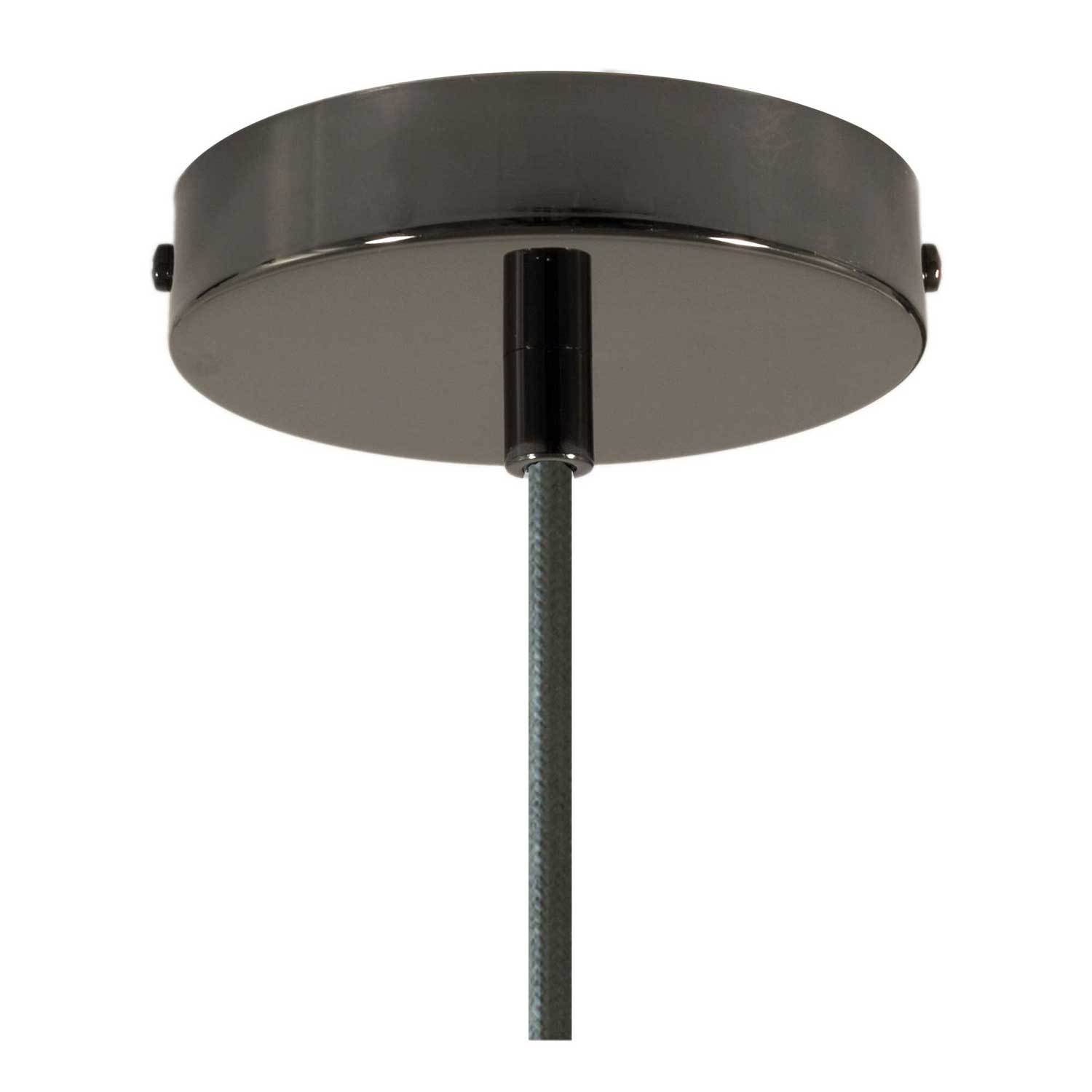 Lampada a sospensione completa di cavo tessile, paralume Vaso in ceramica e finiture in metallo - Effetto cemento