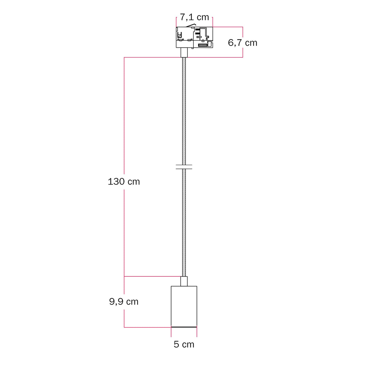 Lampada a sospensione con faretto GU10 Bispot per sistema a binario - Titanio satinato Si Powergear