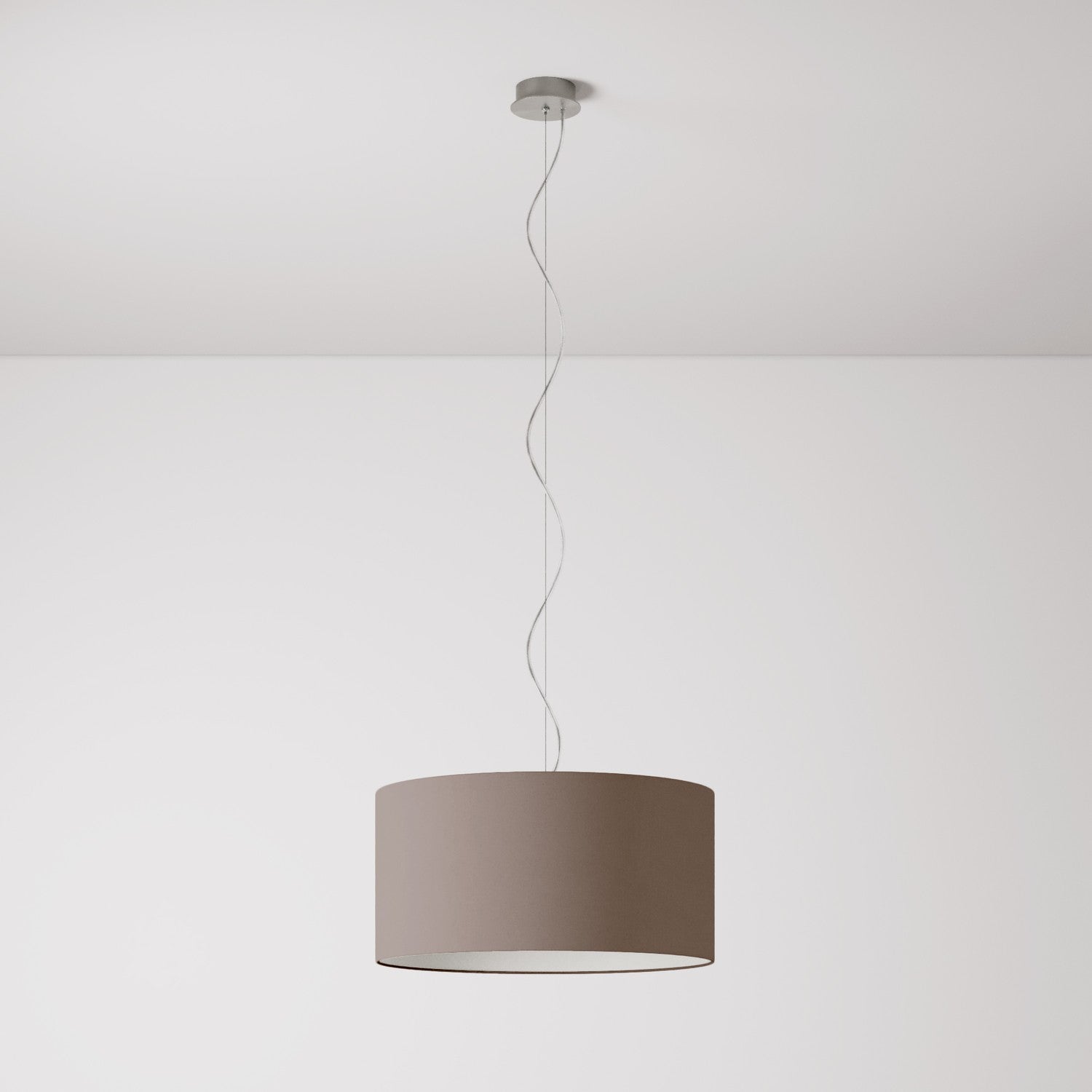 Lampada a sospensione con paralume in tessuto Cilindro Medium - Made in Italy - Arenal Cenere No