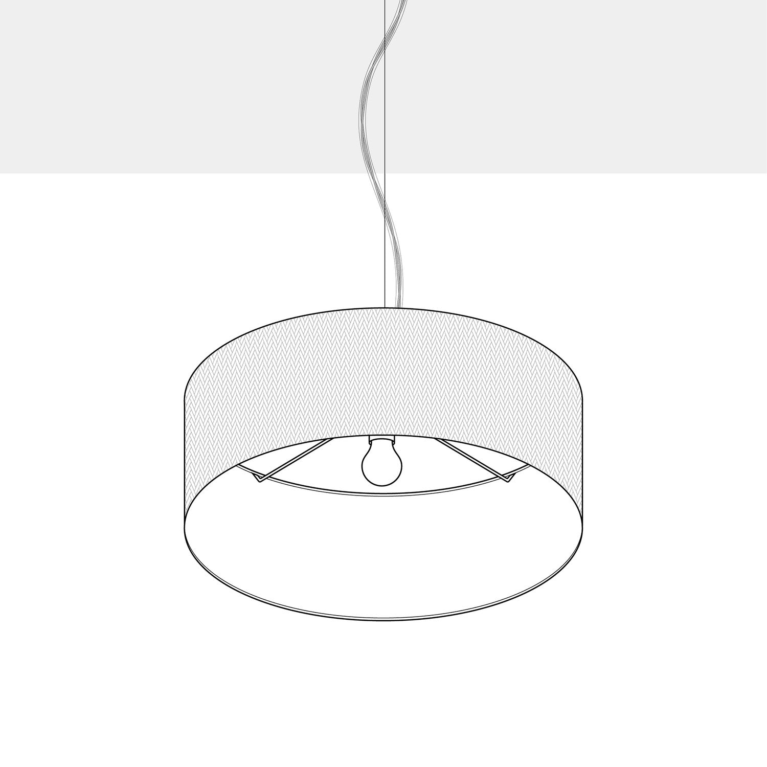 Lampada a sospensione con paralume in tessuto Cilindro Medium - Made in Italy - Lana Beige No