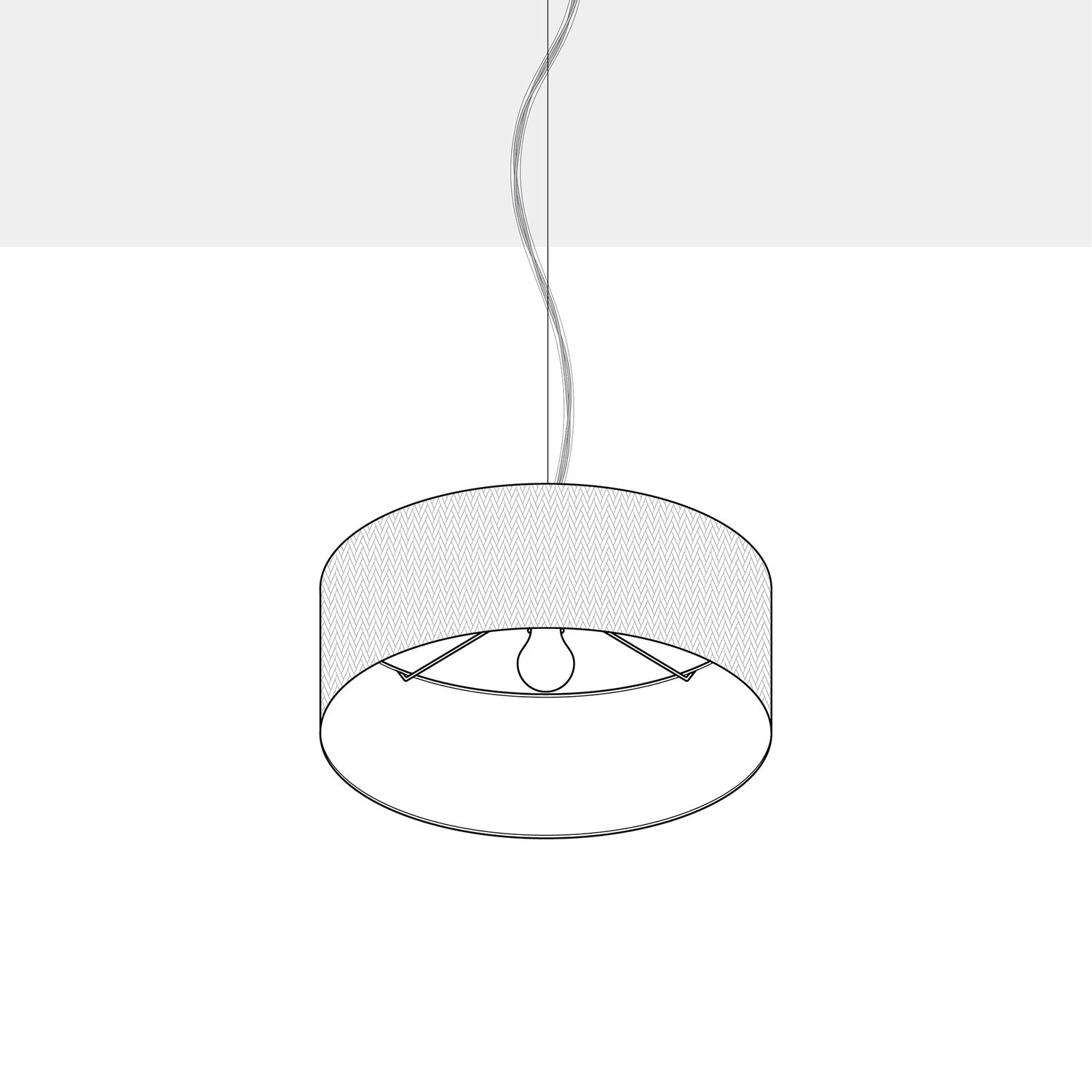 Lampada a sospensione con paralume in tessuto Cilindro Small - Made in Italy - Lana Blu No