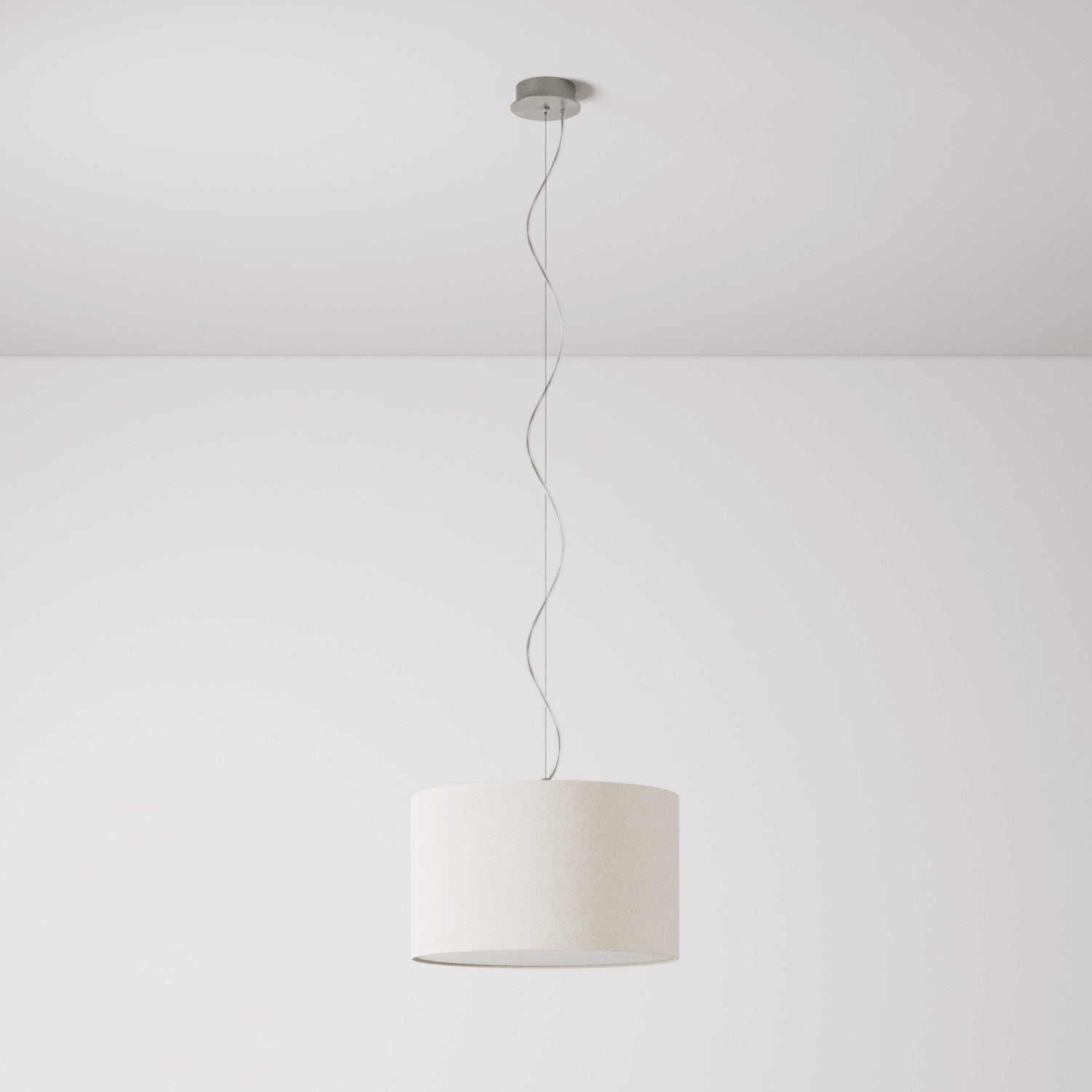 Lampada a sospensione con paralume in tessuto Cilindro Small - Made in Italy - Lana Sabbia Si