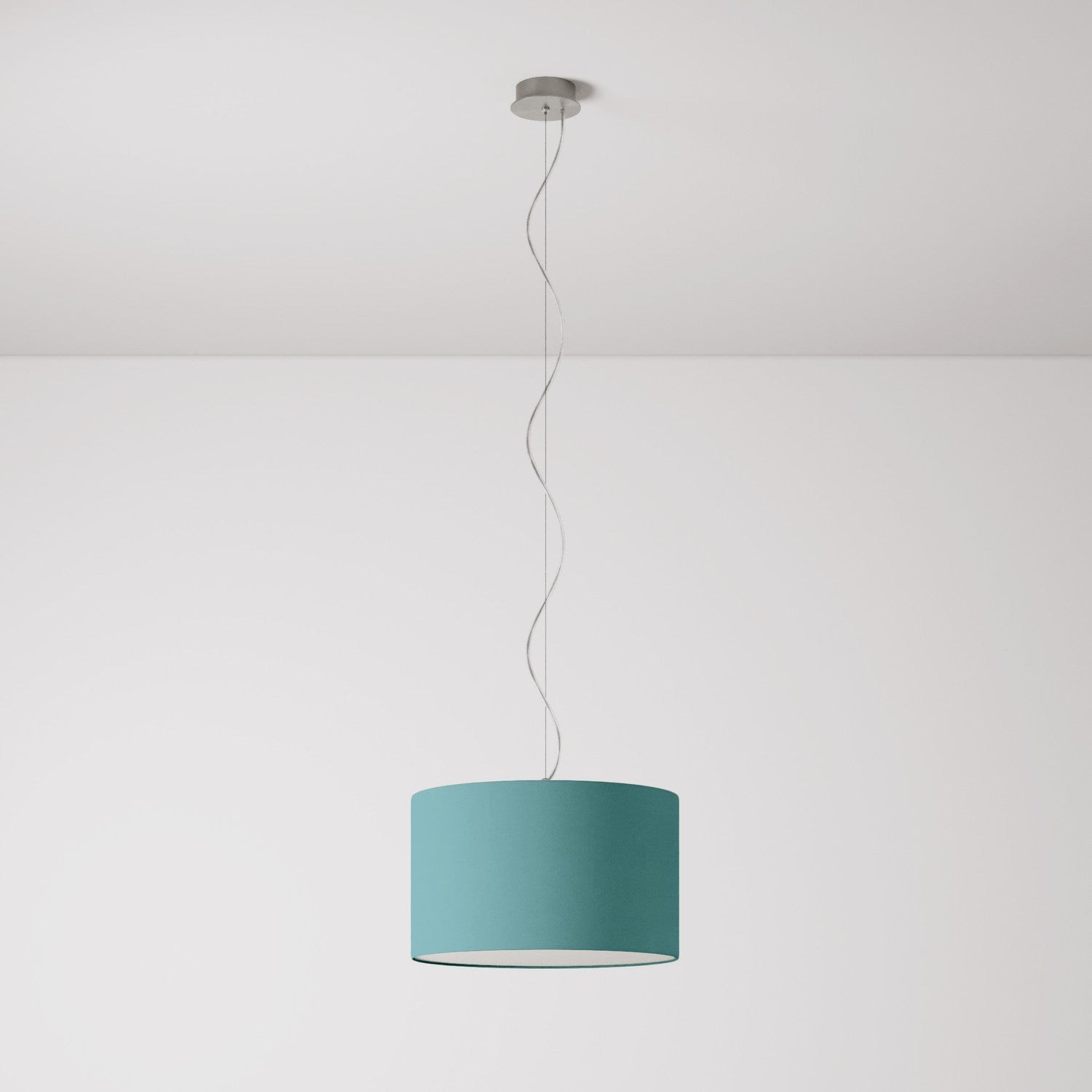 Lampada a sospensione con paralume in tessuto Cilindro Small - Made in Italy - Teletta Verde Dubbio Si