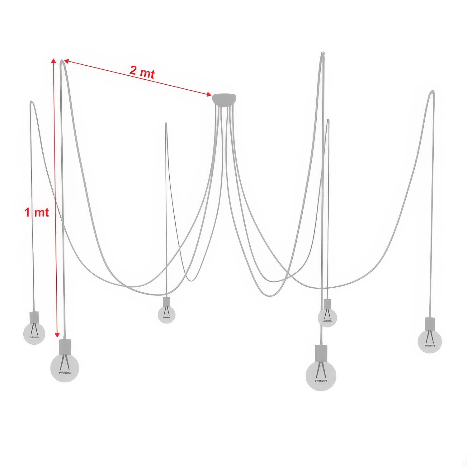 Lampada a sospensione multipla a 6 cadute con finiture in ceramica colorata - Bianco
