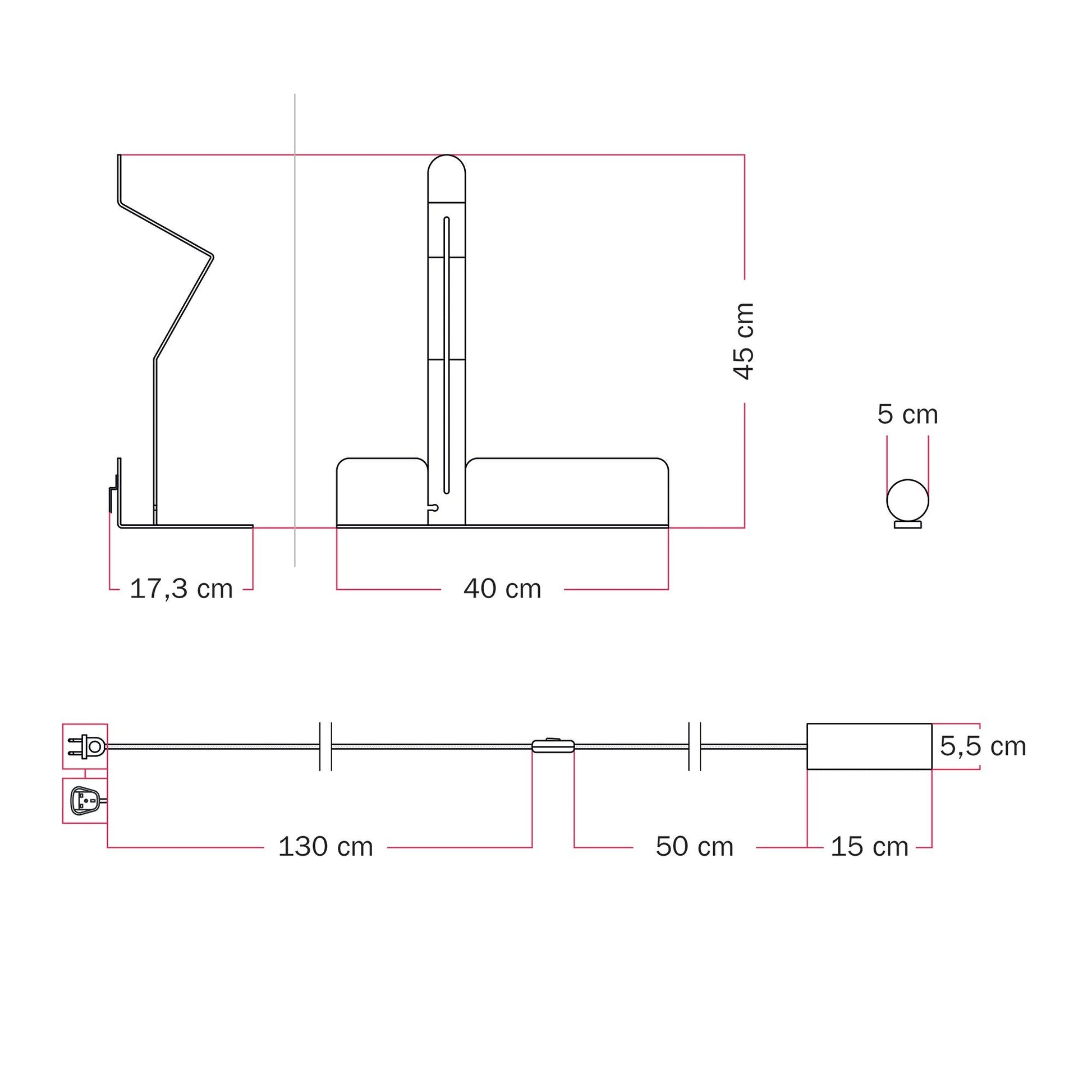 Lampada da parete con mensola e faretto magnetico orientabile - Murio Tubo - Giallo
