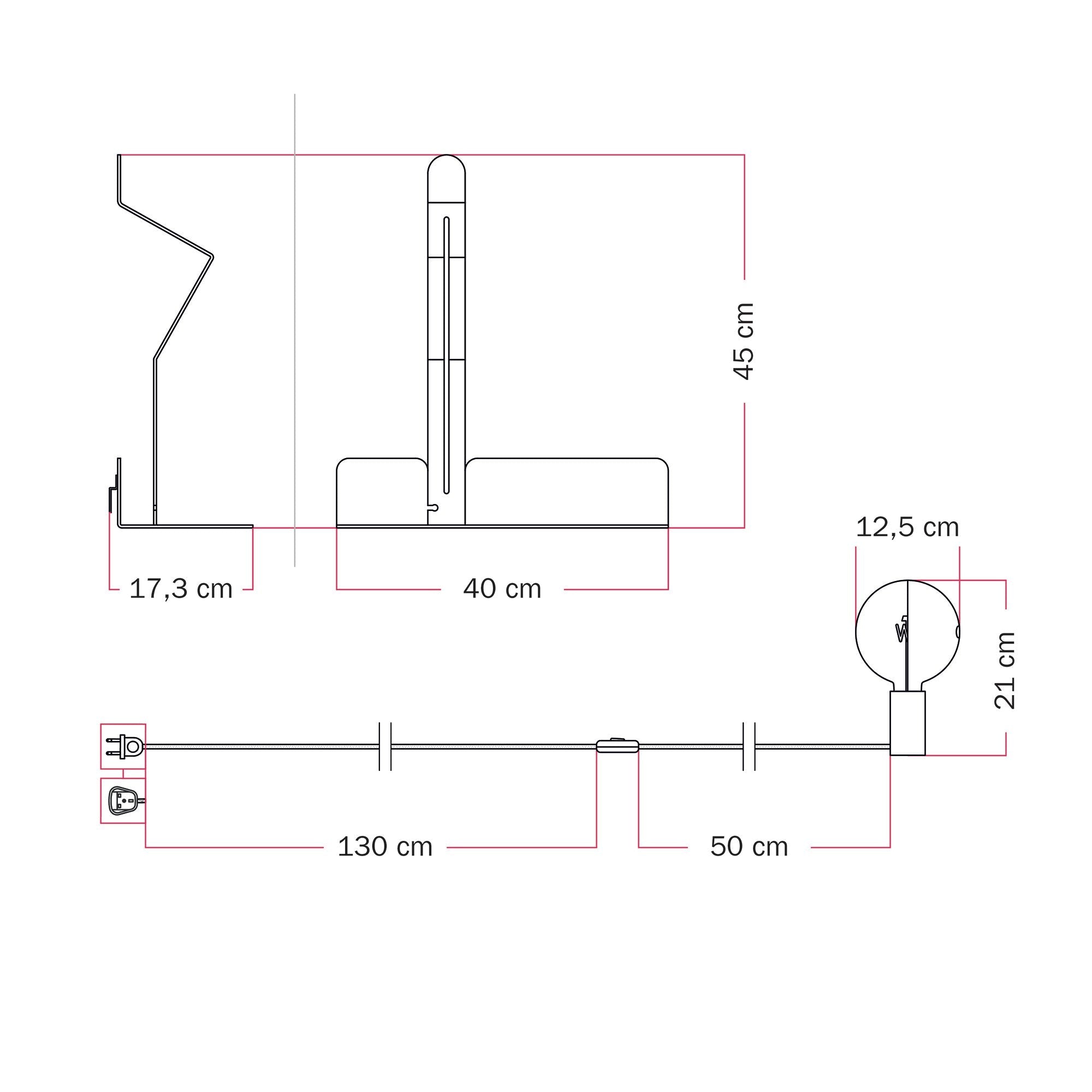 Lampada da parete con mensola e lampadina LED G125 verniciata - Murio Talia - Panna