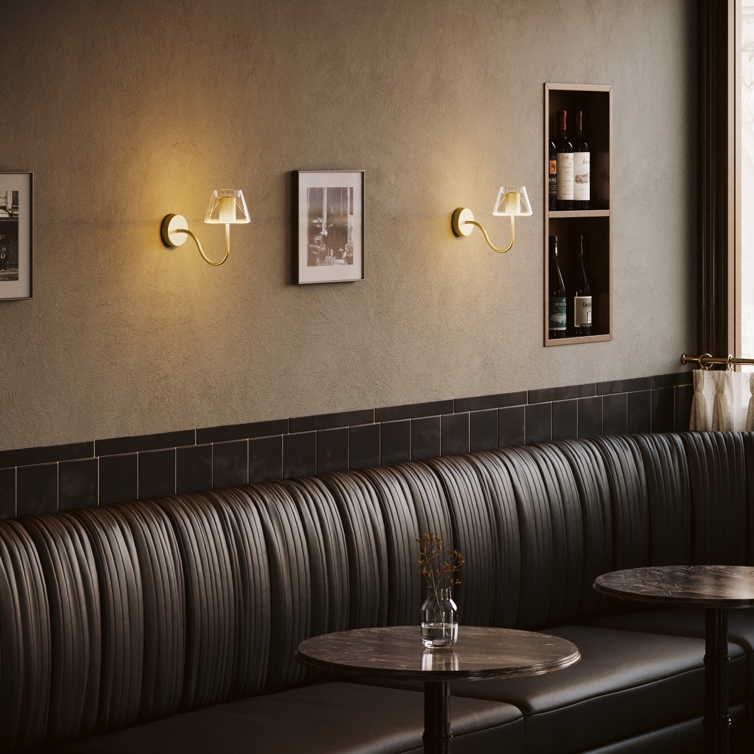 Lampada da parete Fermaluce G07 con estensione a S - Bronzo Satinato