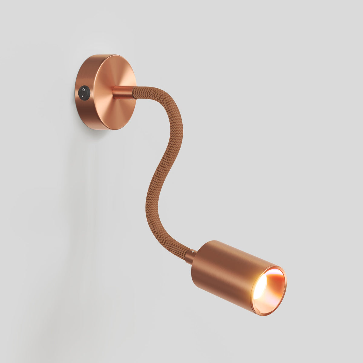 Lampada da parete o soffitto con faretto GU10 Bispot e braccio orientabile Flex 30 cm - Rame satinato - Creative Cables