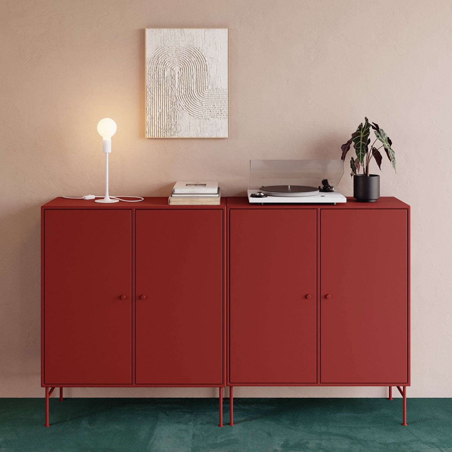 Lampada da tavolo MAG-Y con base metallica tonda - Bianco opaco