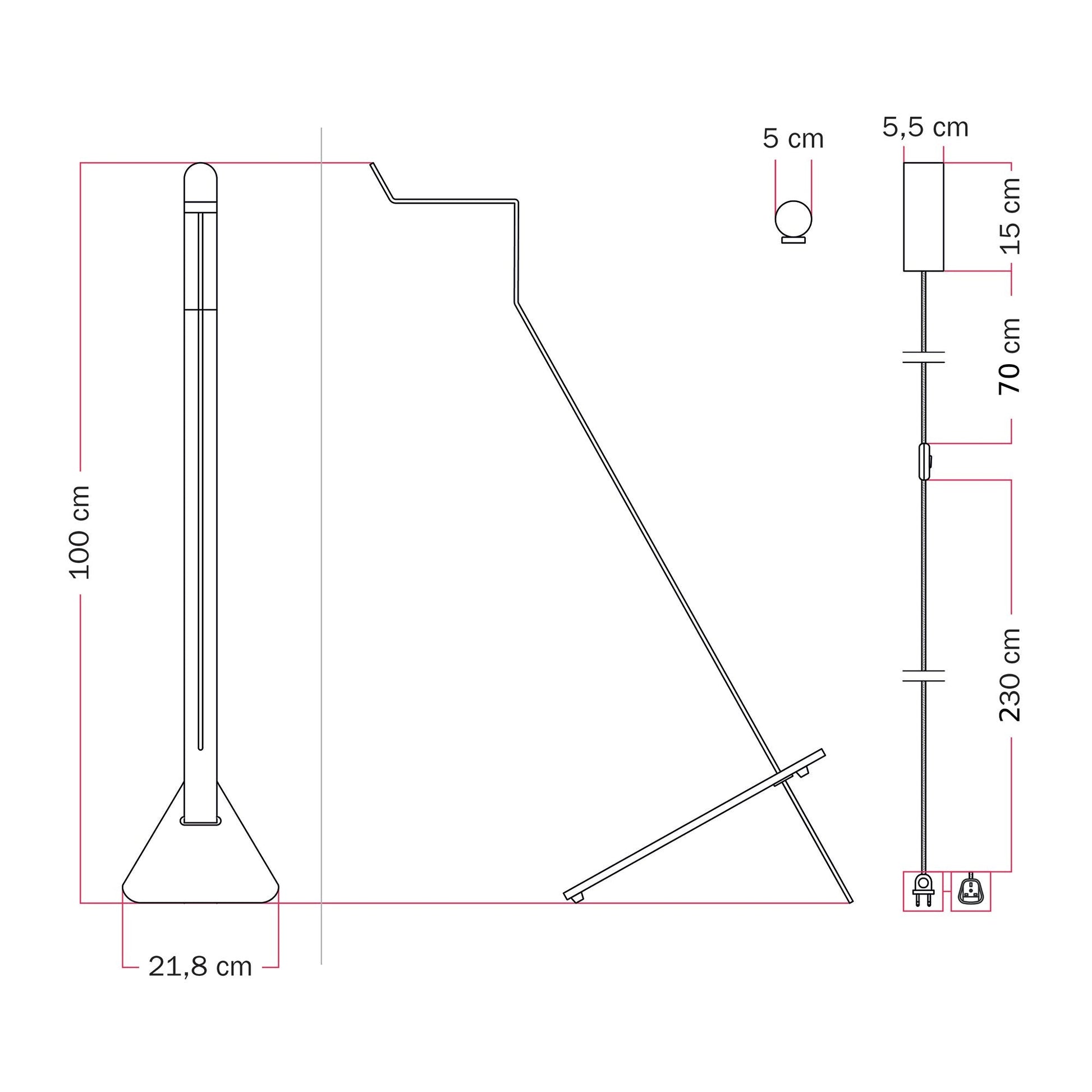 Lampada da terra inclinabile con faretto magnetico orientabile - Mario Tubo - Verde