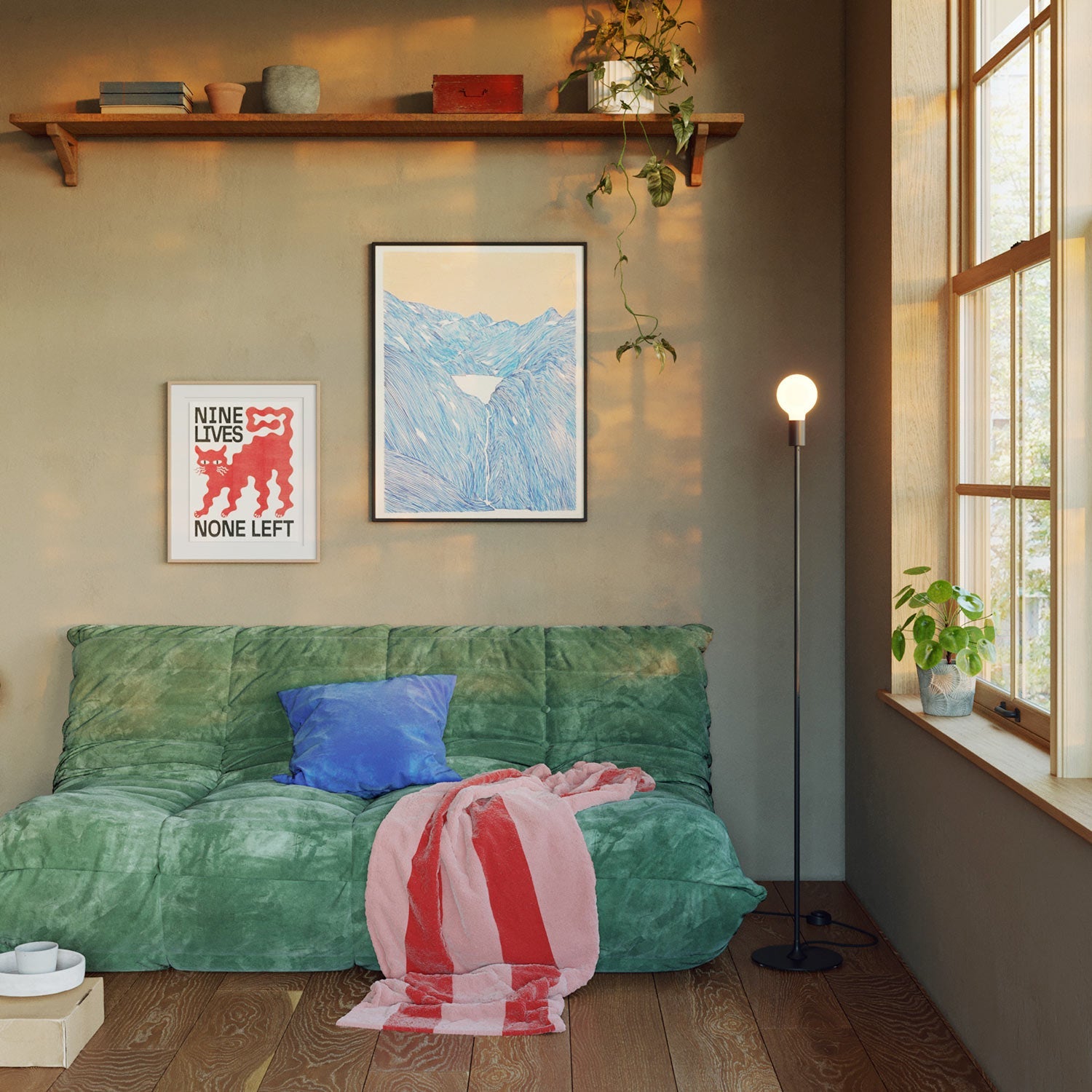 Lampada da terra MAG-Y con base metallica tonda - Nero