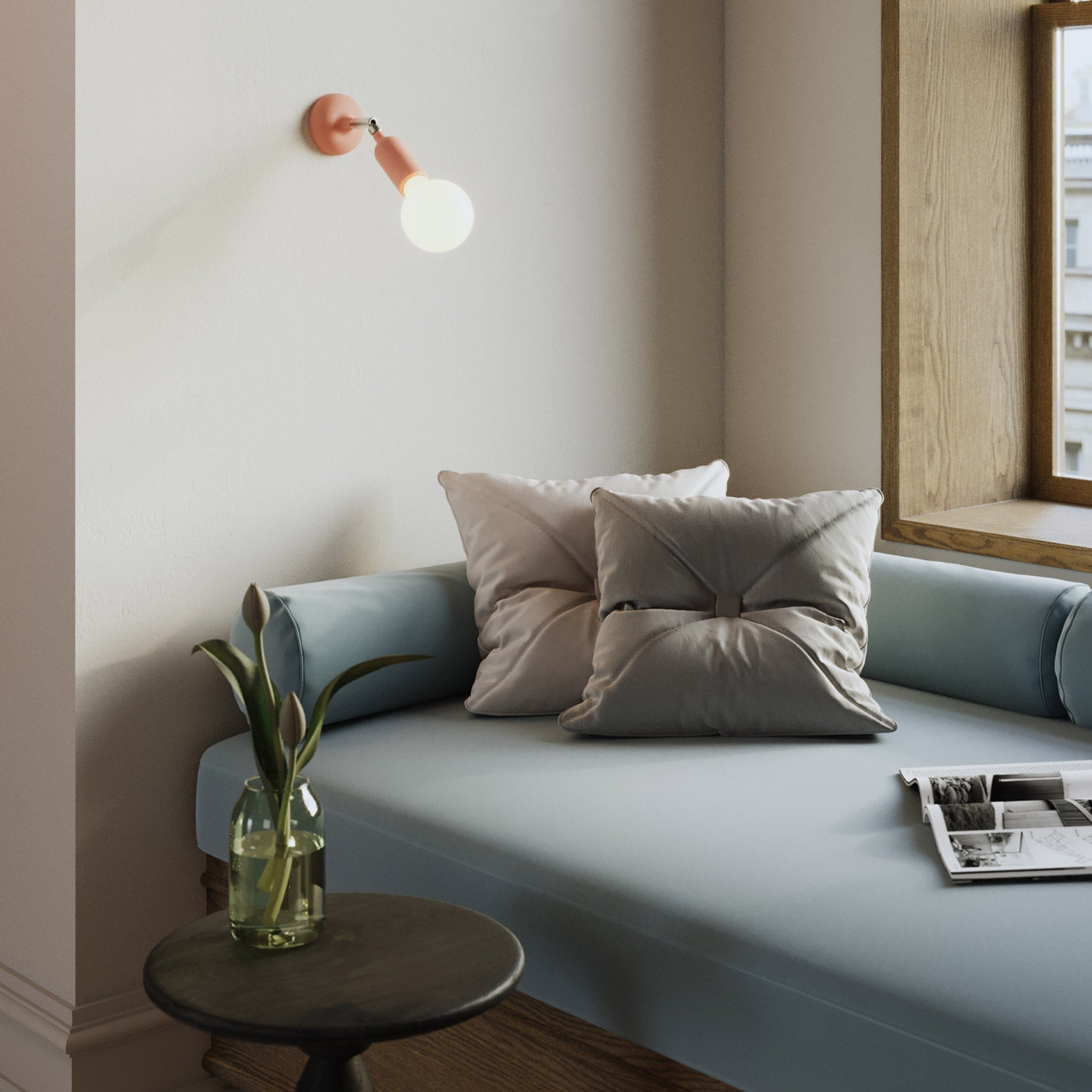 Lampada Fermaluce in silicone con snodo e con interruttore incorporato - Salmone