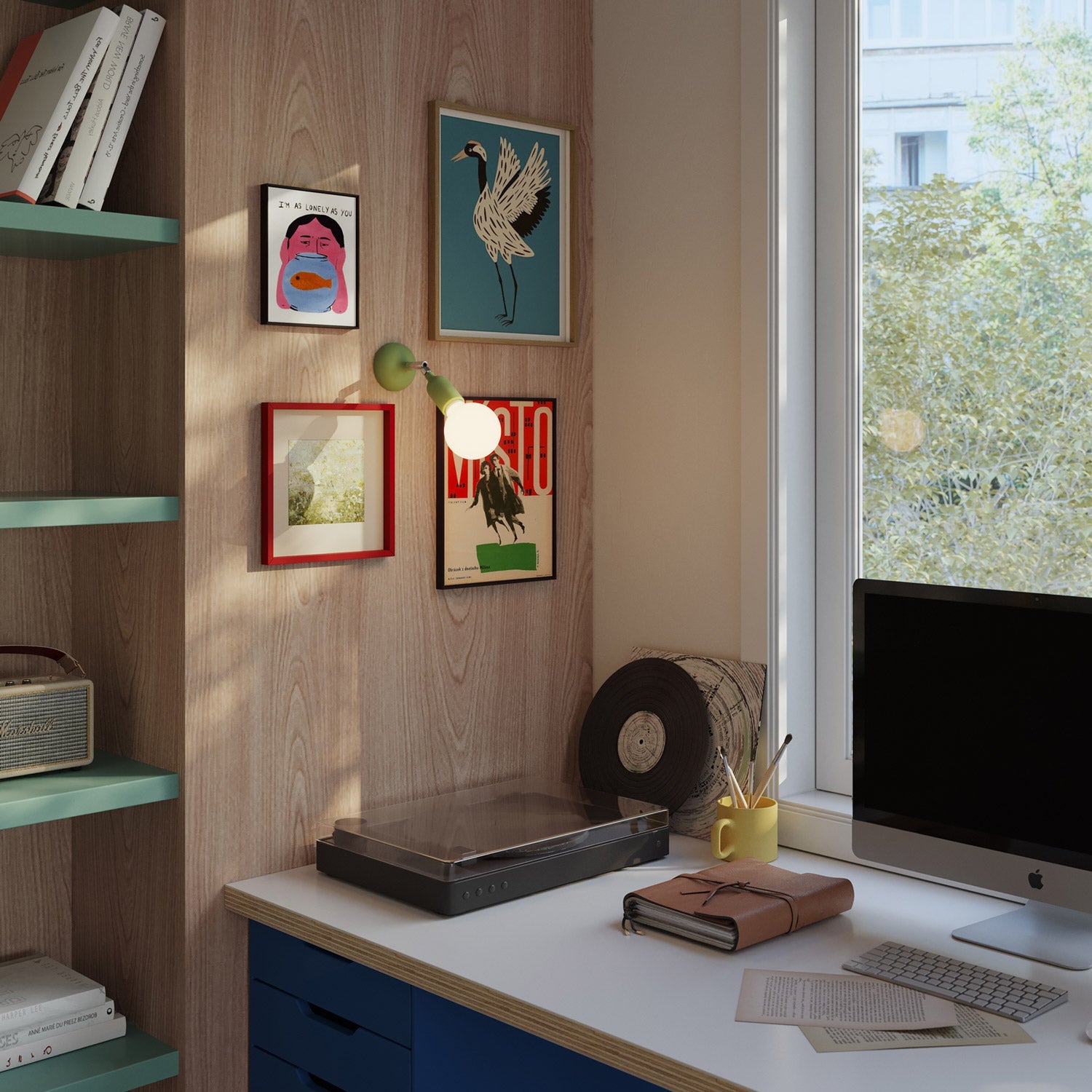 Lampada Fermaluce in silicone con snodo - Verde prato