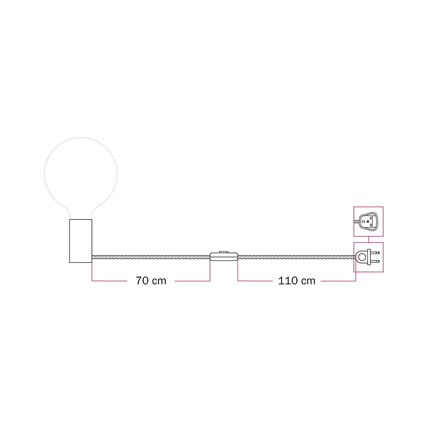 Lampada magnetica plug-in con attacco E27 e spina UK - Grigio